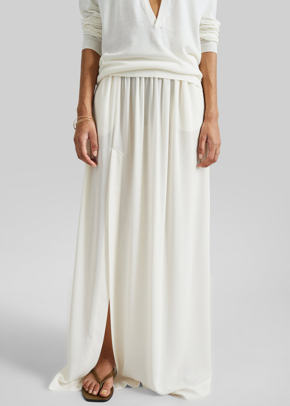 Elie Silk Fluid Maxi Skirt - Ivory - 1