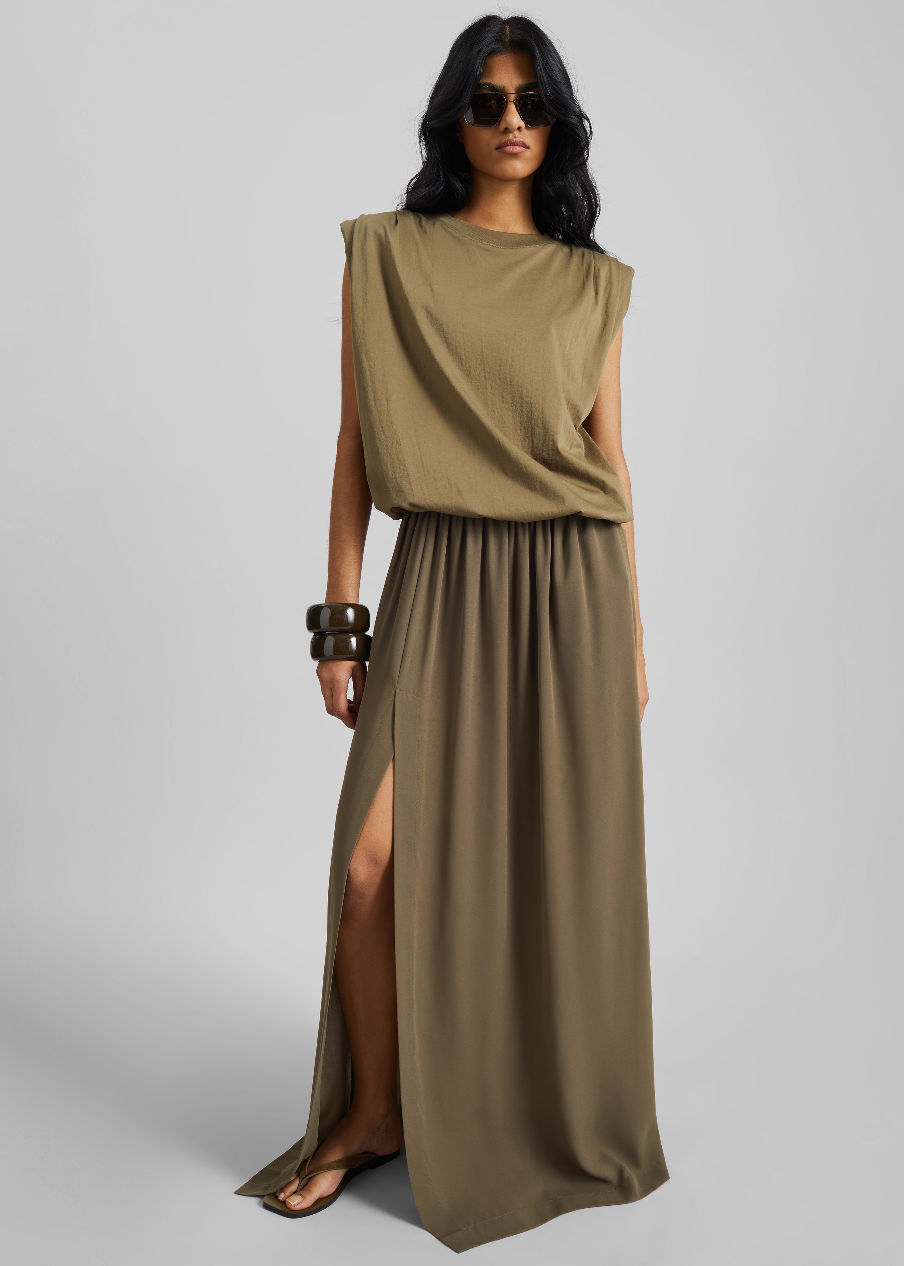 Elie Silk Fluid Maxi Skirt - Olive - 3