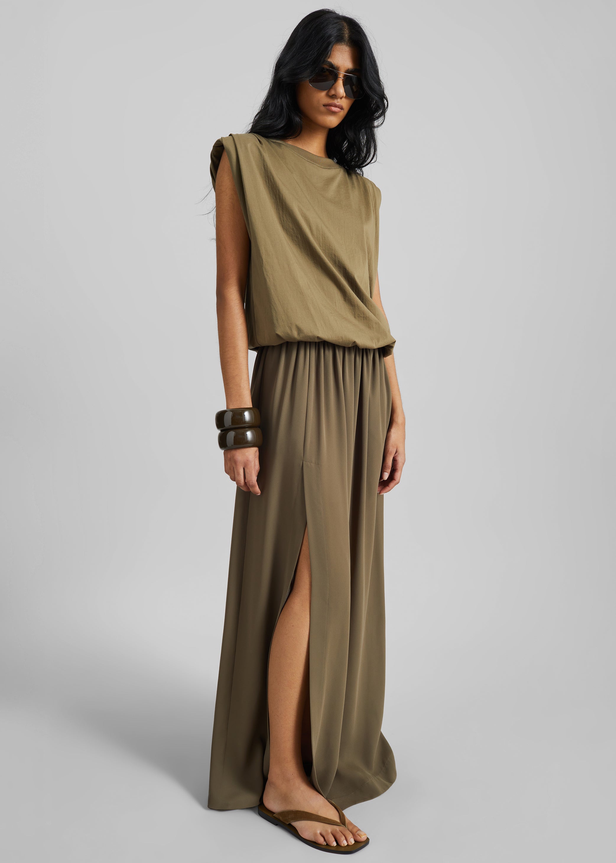Shop the look image for Elie Silk Fluid Maxi Skirt - Olive