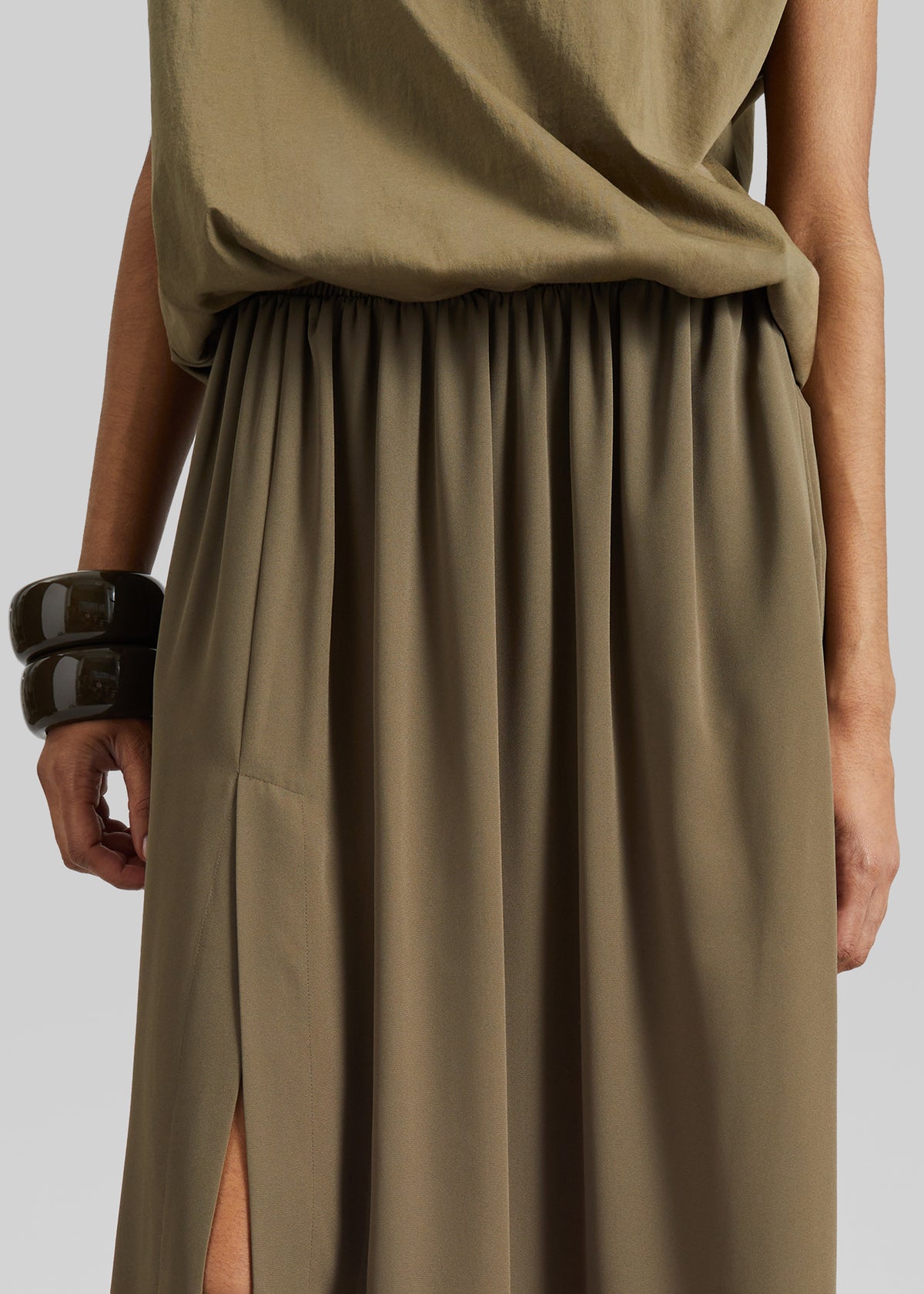 Elie Silk Fluid Maxi Skirt - Olive - 6
