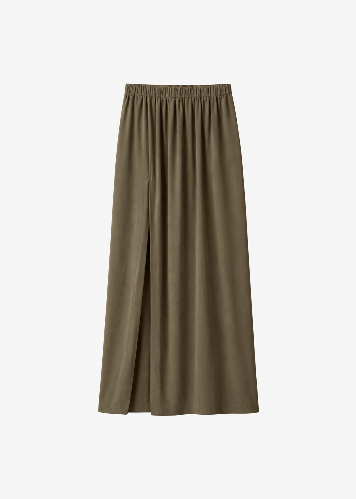 Elie Silk Fluid Maxi Skirt - Olive - 8