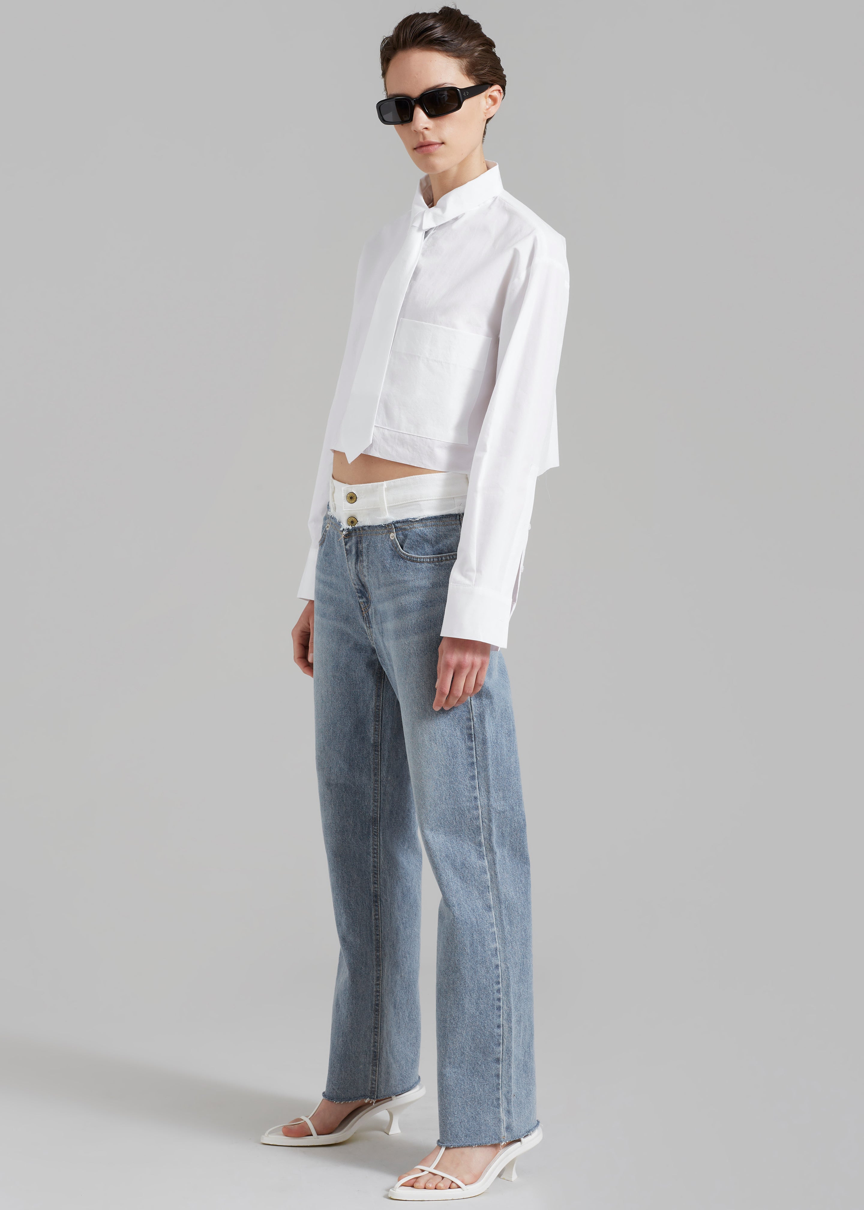 Elijah Contrast Jeans - White/Worn Wash - 8