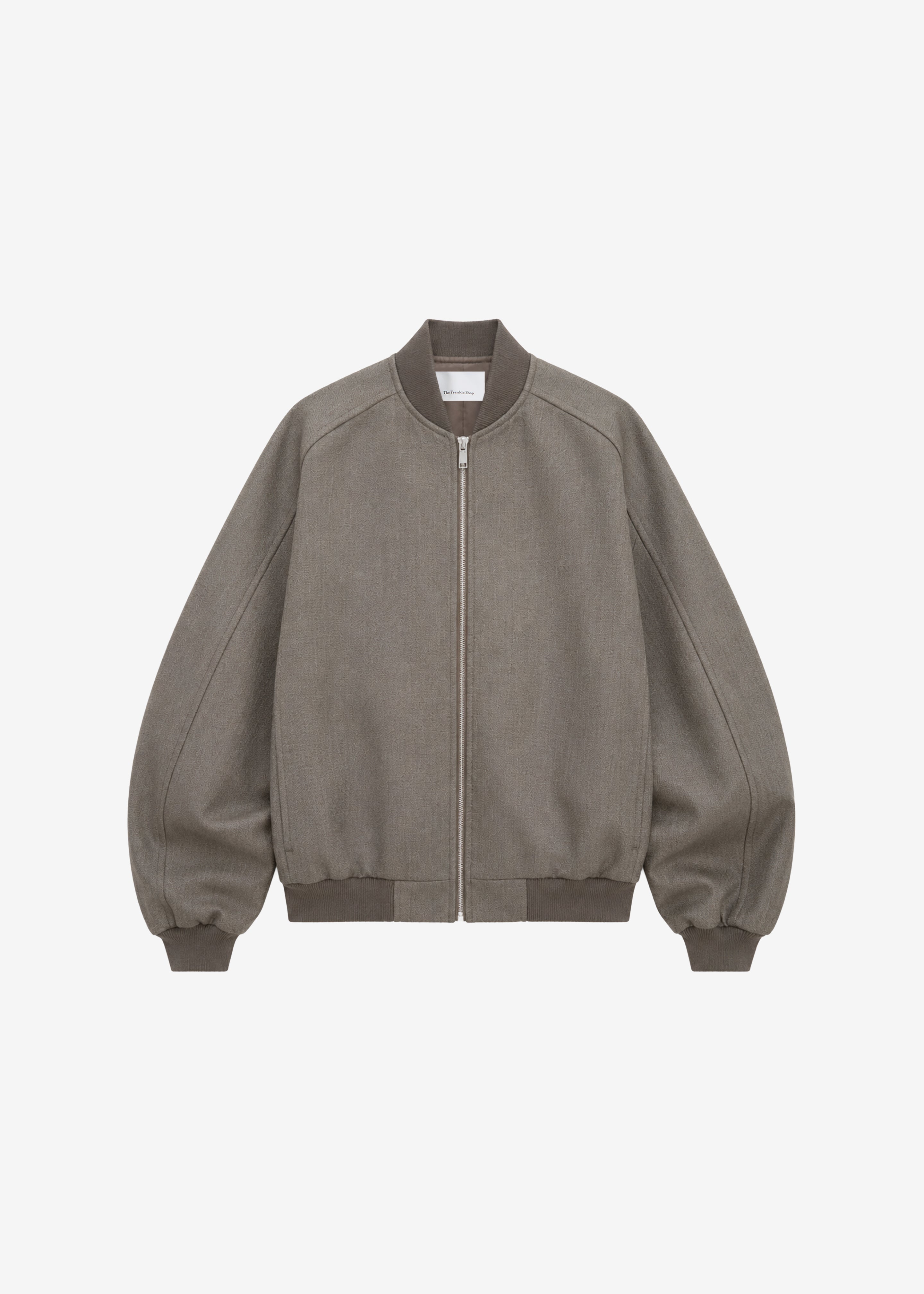 Elinor Wool Oversized Bomber Jacket - Beige Melange
