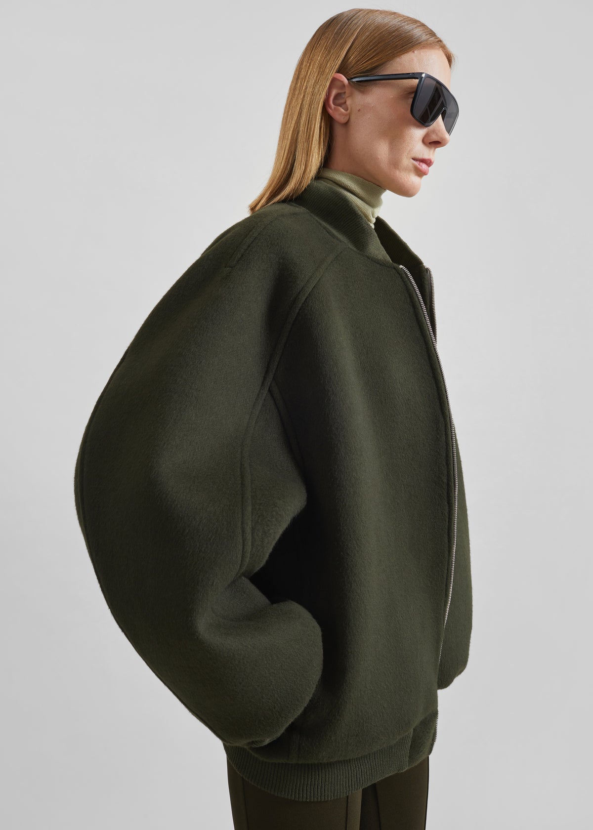 Elinor Oversized Bomber Jacket - Dark Olive