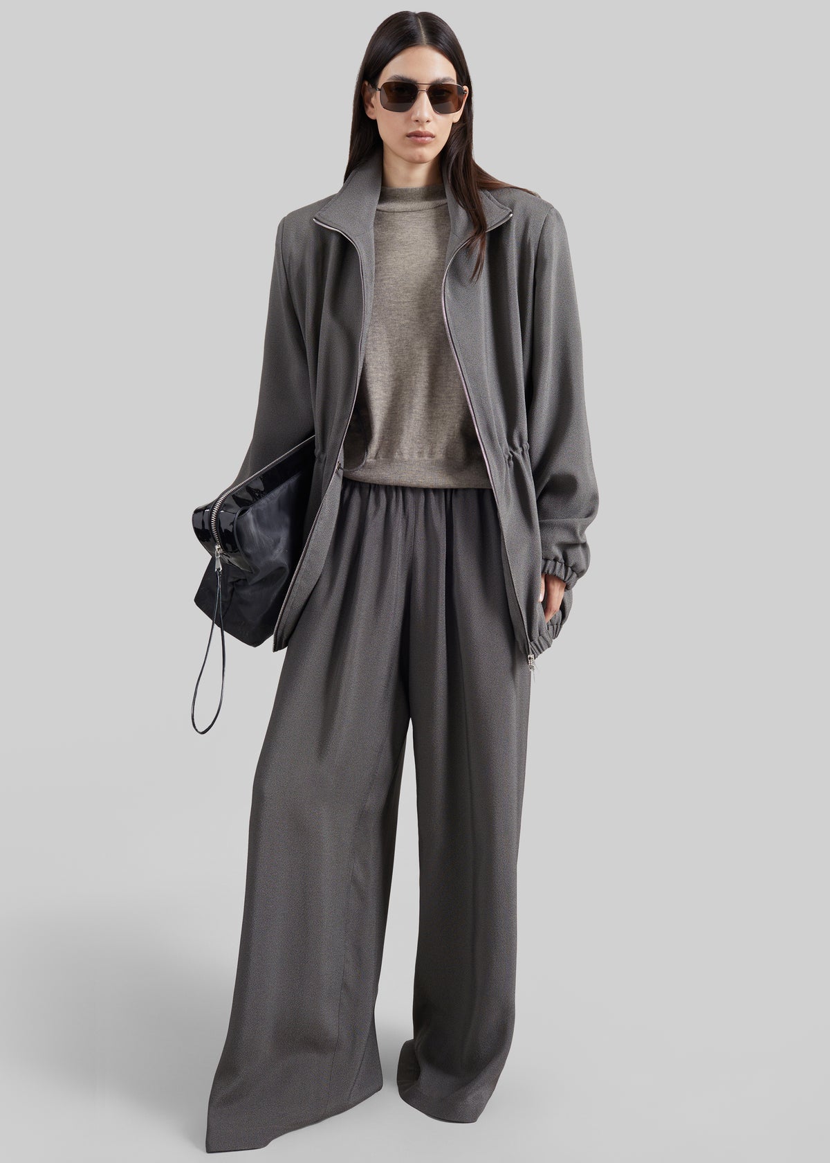 Elion Cinched Track Jacket - Dark Grey Melange