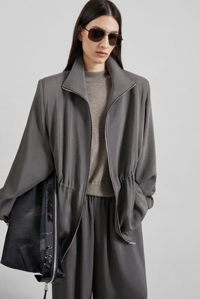 Elion Cinched Track Jacket - Dark Grey Melange