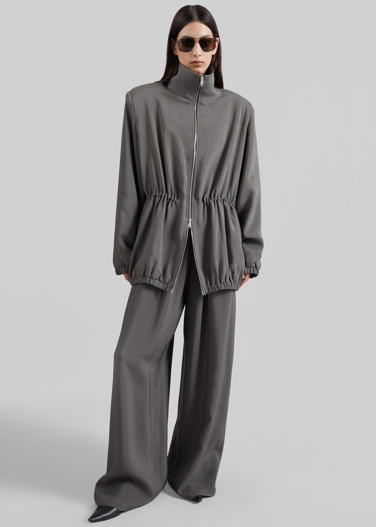 Elion Cinched Track Jacket - Dark Grey Melange