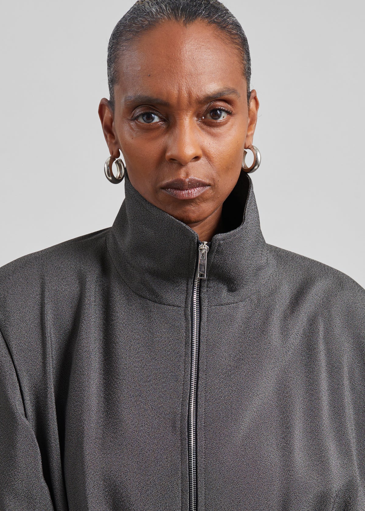 Elion Cinched Track Jacket - Dark Grey Melange