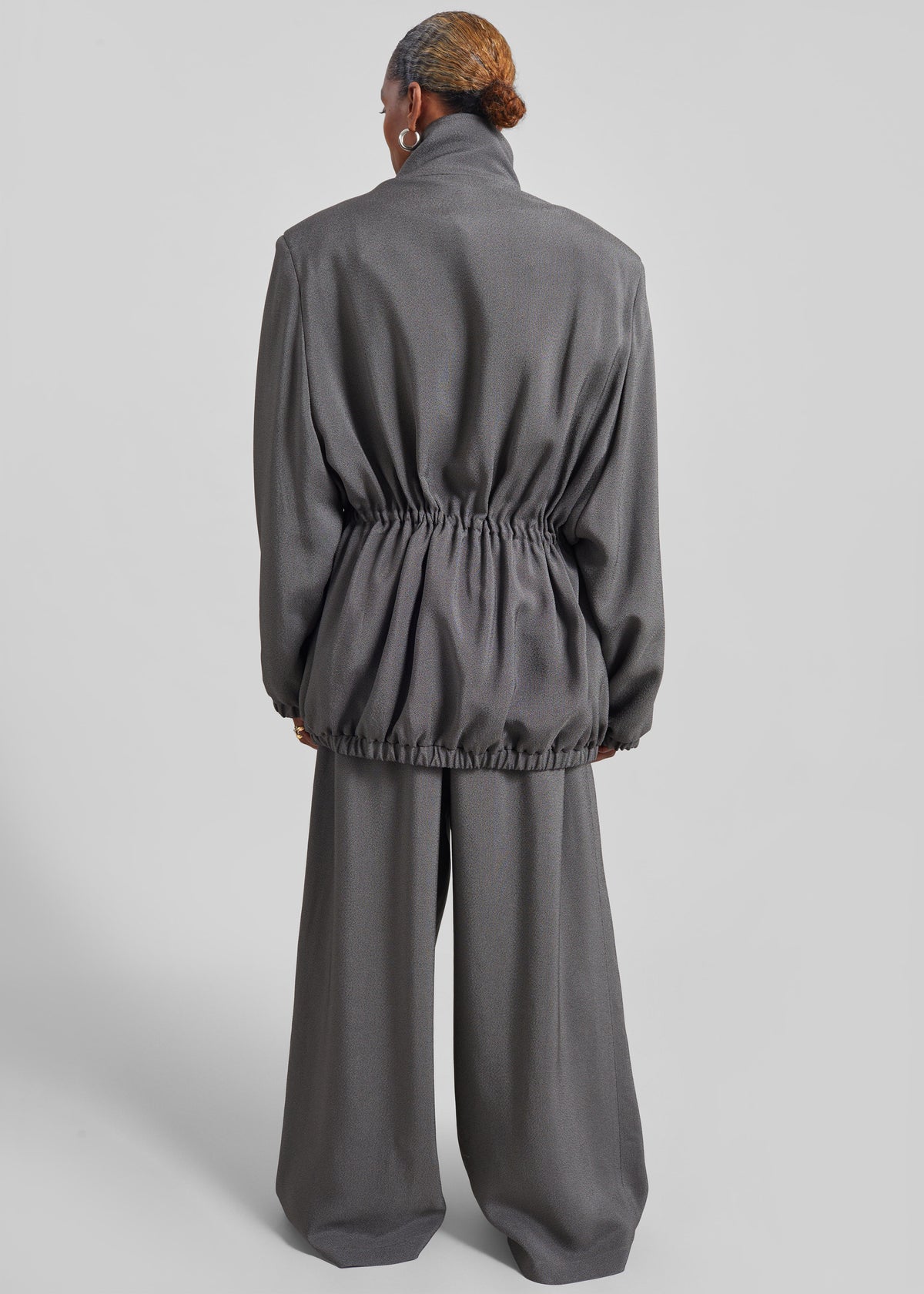 Elion Cinched Track Jacket - Dark Grey Melange