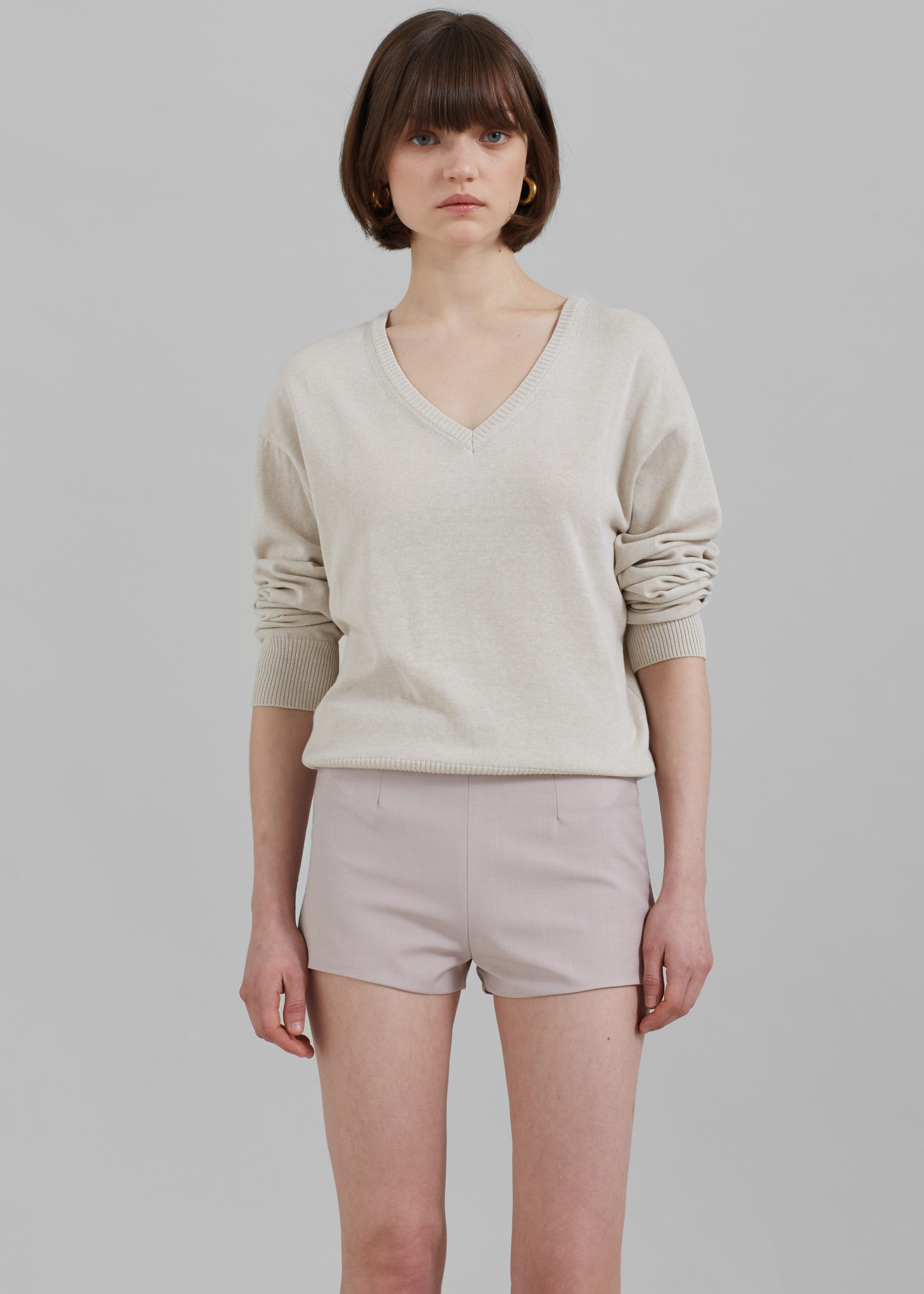 Eliora V Neck Sweater - Beige - 10