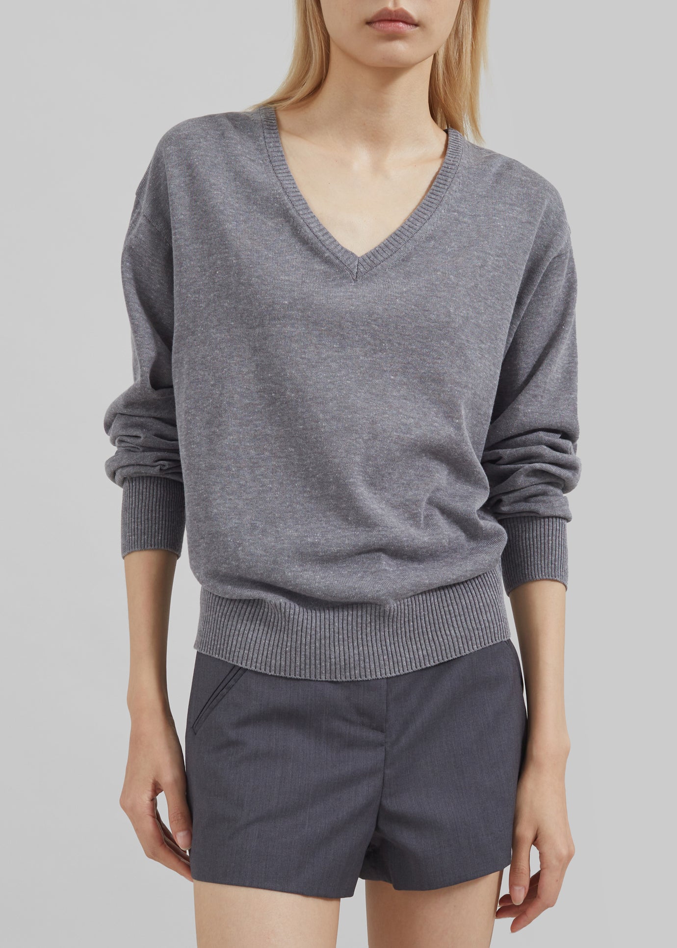 Eliora V Neck Sweater - Grey - 1