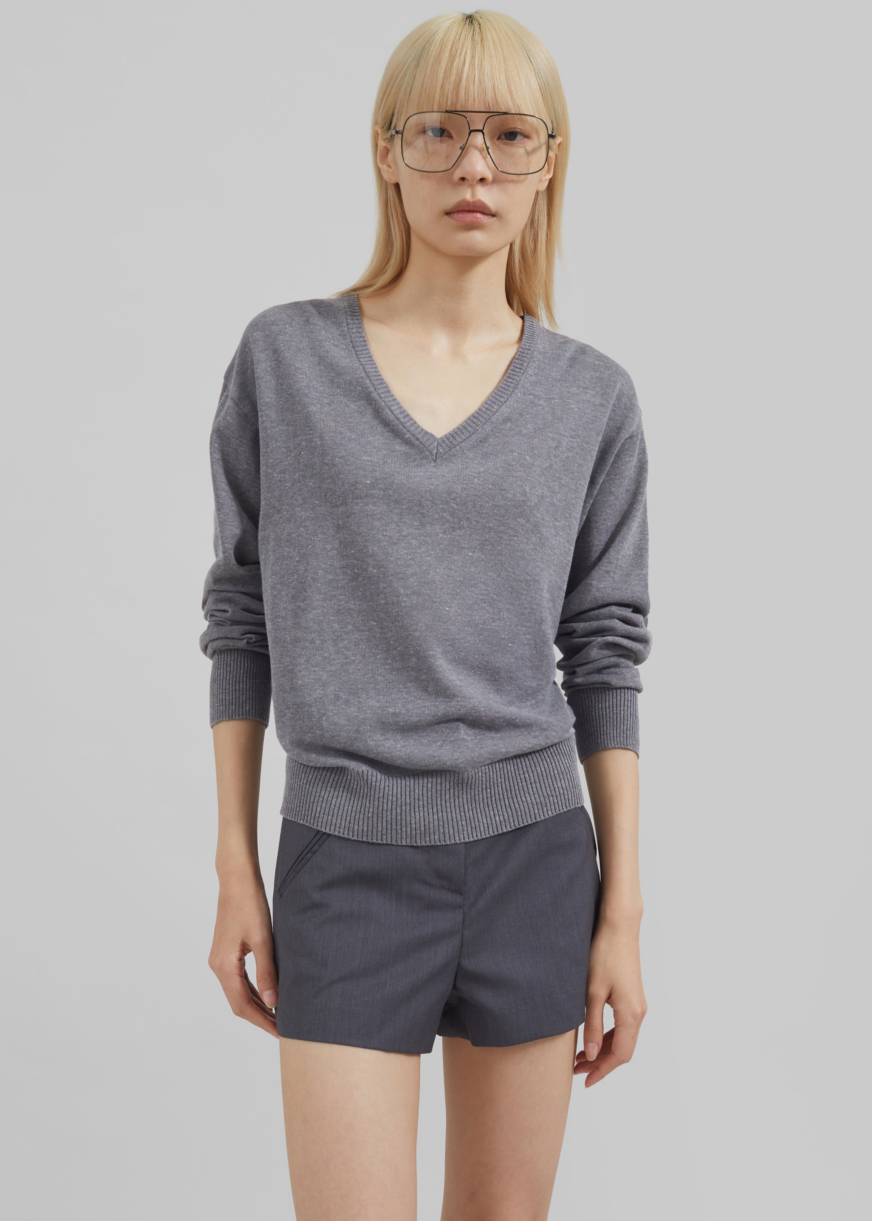 Eliora V Neck Sweater - Grey - 5