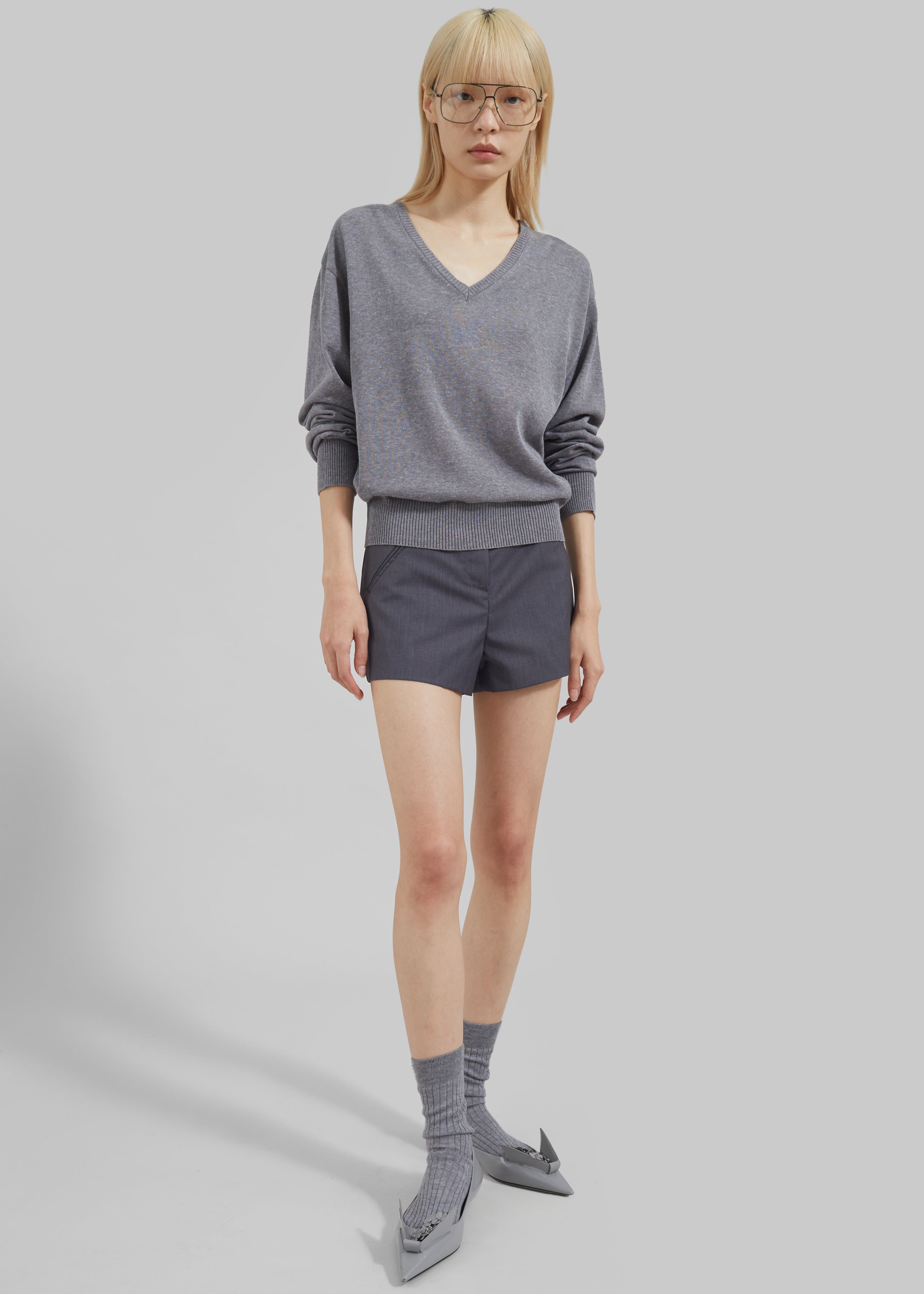 Eliora V Neck Sweater - Grey - 4