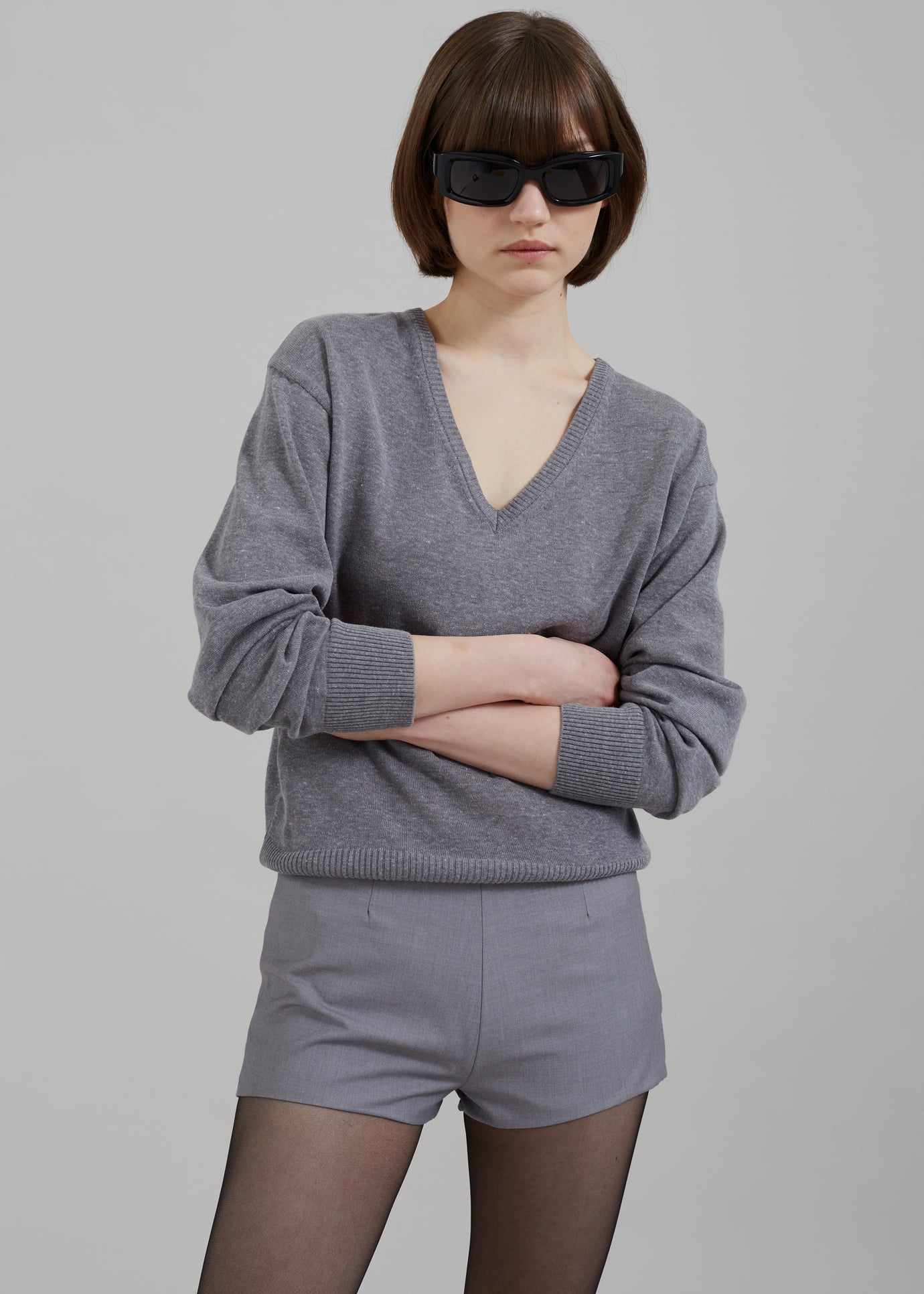 Eliora V Neck Sweater - Grey