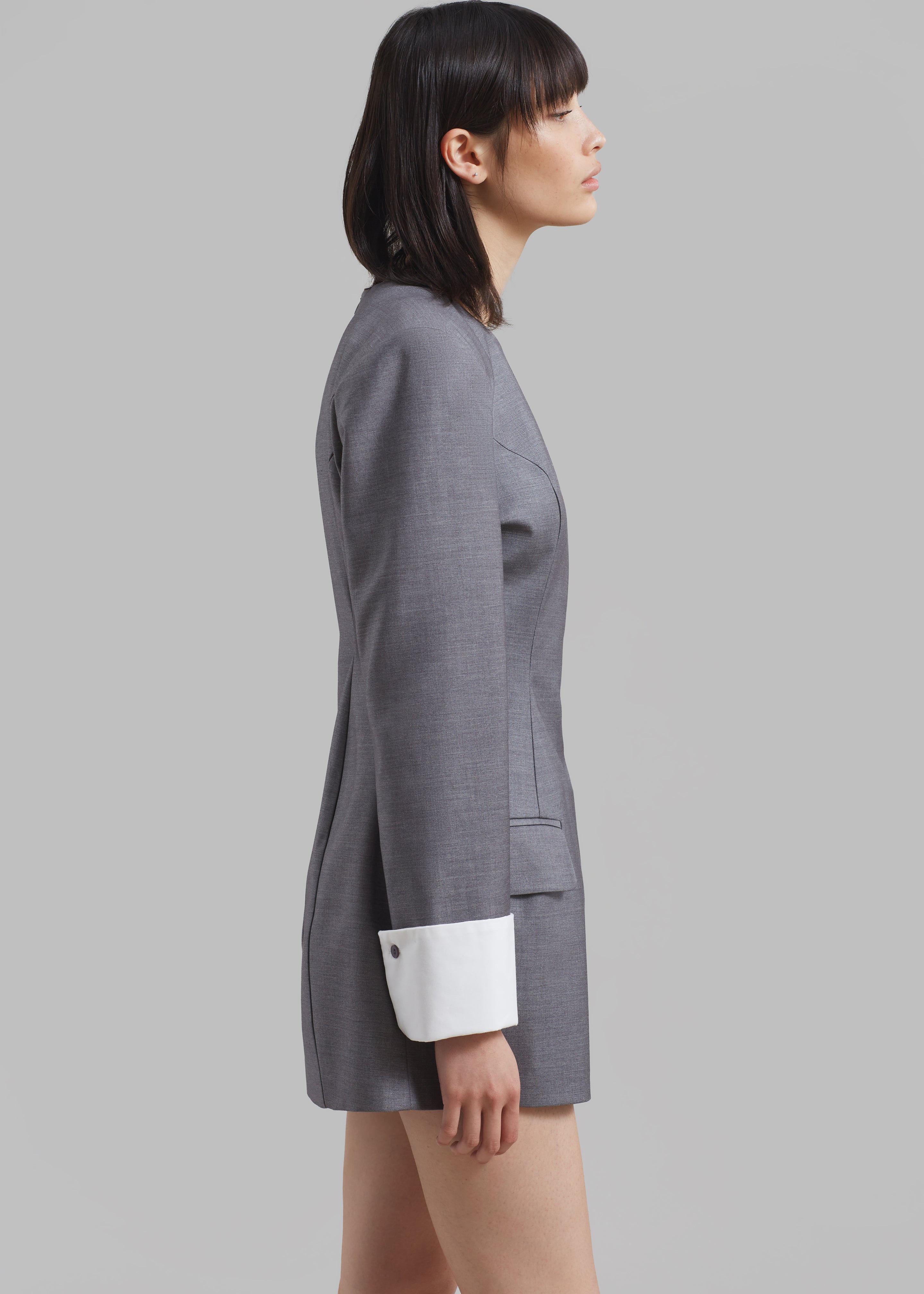Eliza Padded Suit Dress - Grey - 3