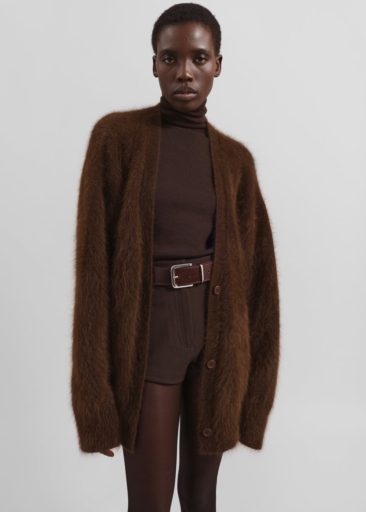 Elland Oversized Alpaca Cardigan - Olive Brown - 2