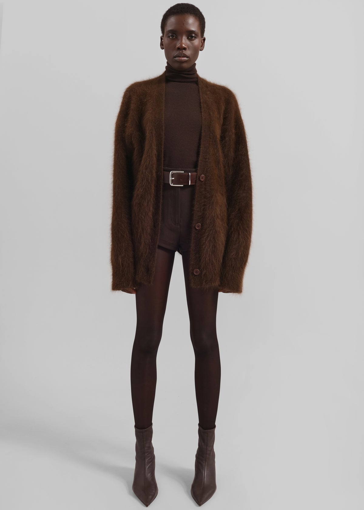 Elland Oversized Alpaca Cardigan - Olive Brown - 4