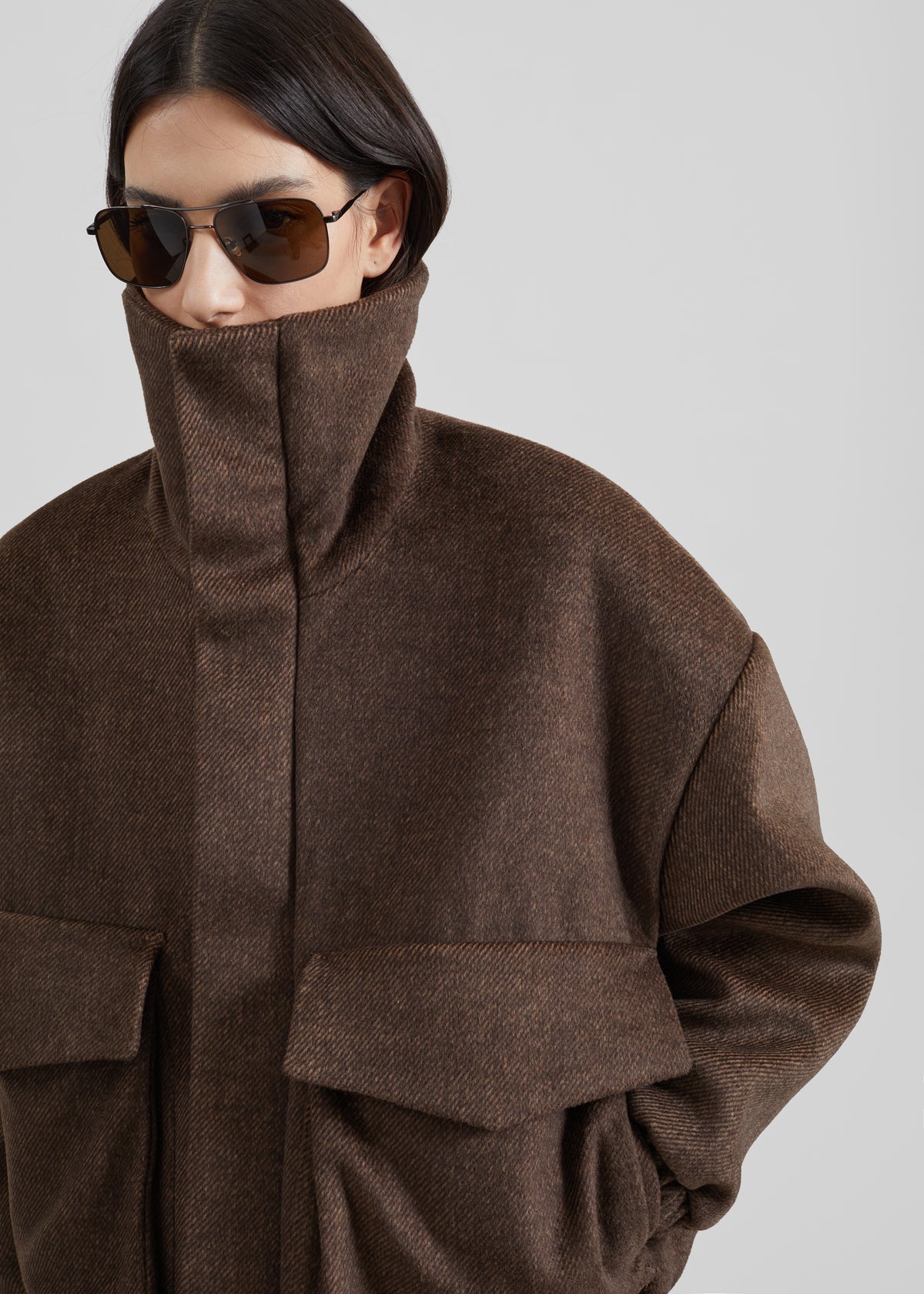 Elle Aviator Jacket - Brown Melange