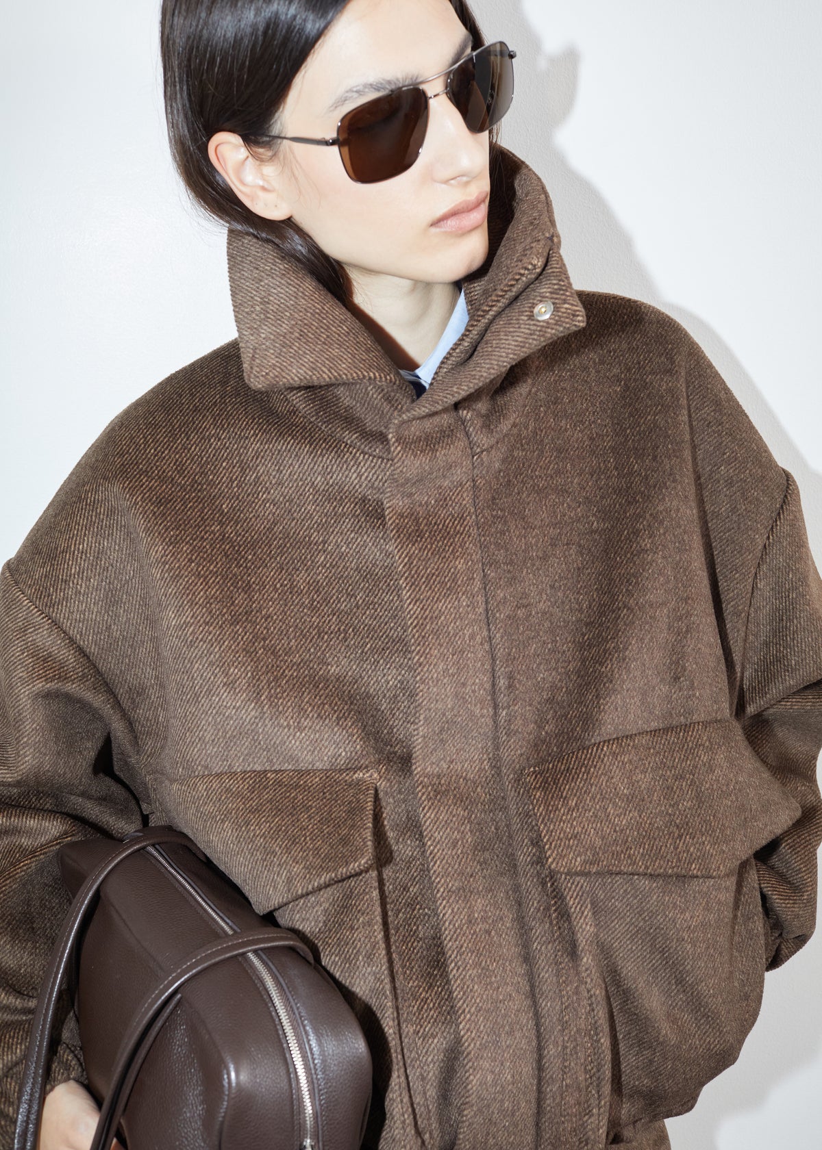 Elle Aviator Jacket - Brown Melange