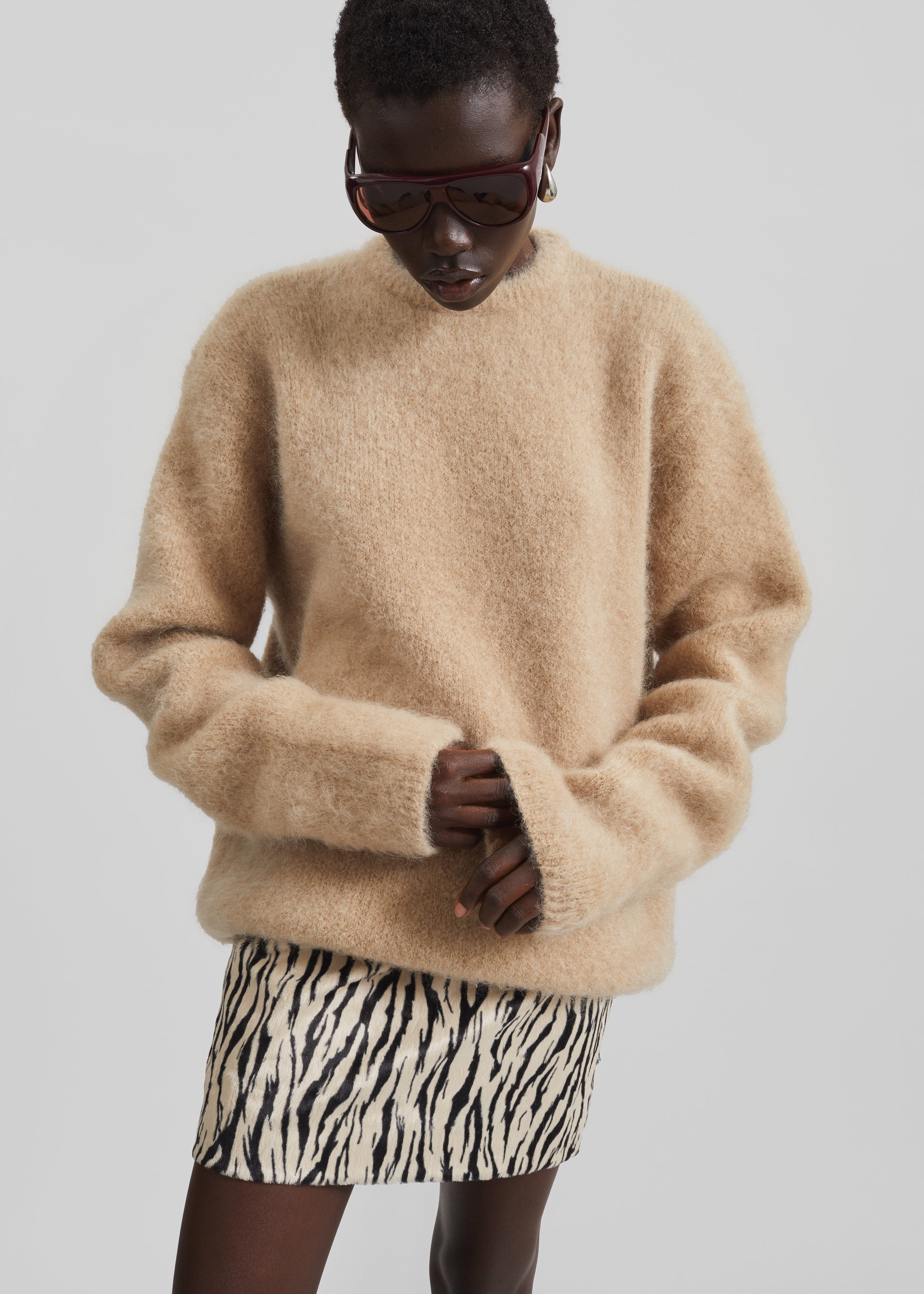 Ellery Mohair Crewneck Sweater - Beige – The Frankie Shop