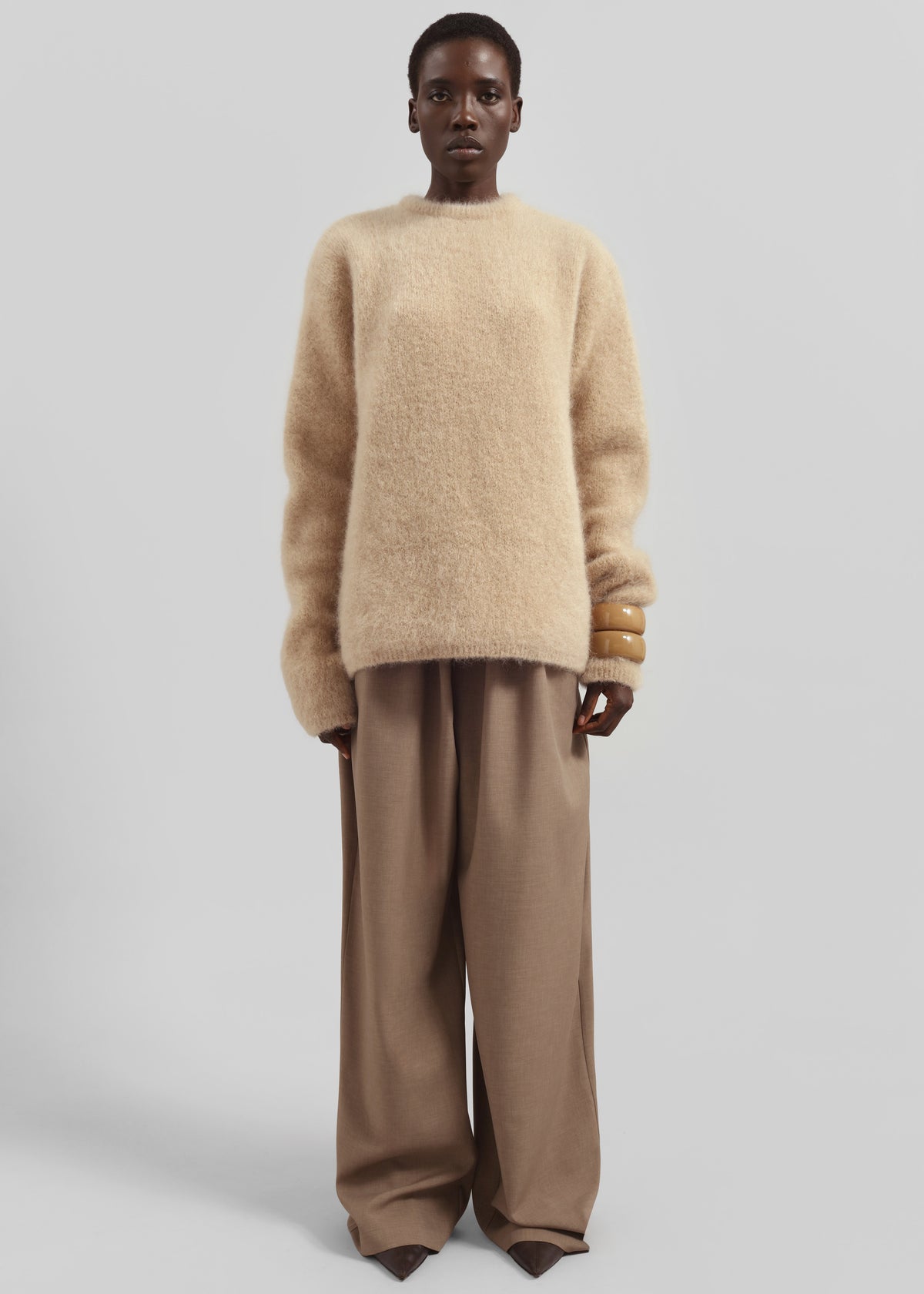 Ellery Mohair Crewneck Sweater - Beige - 5