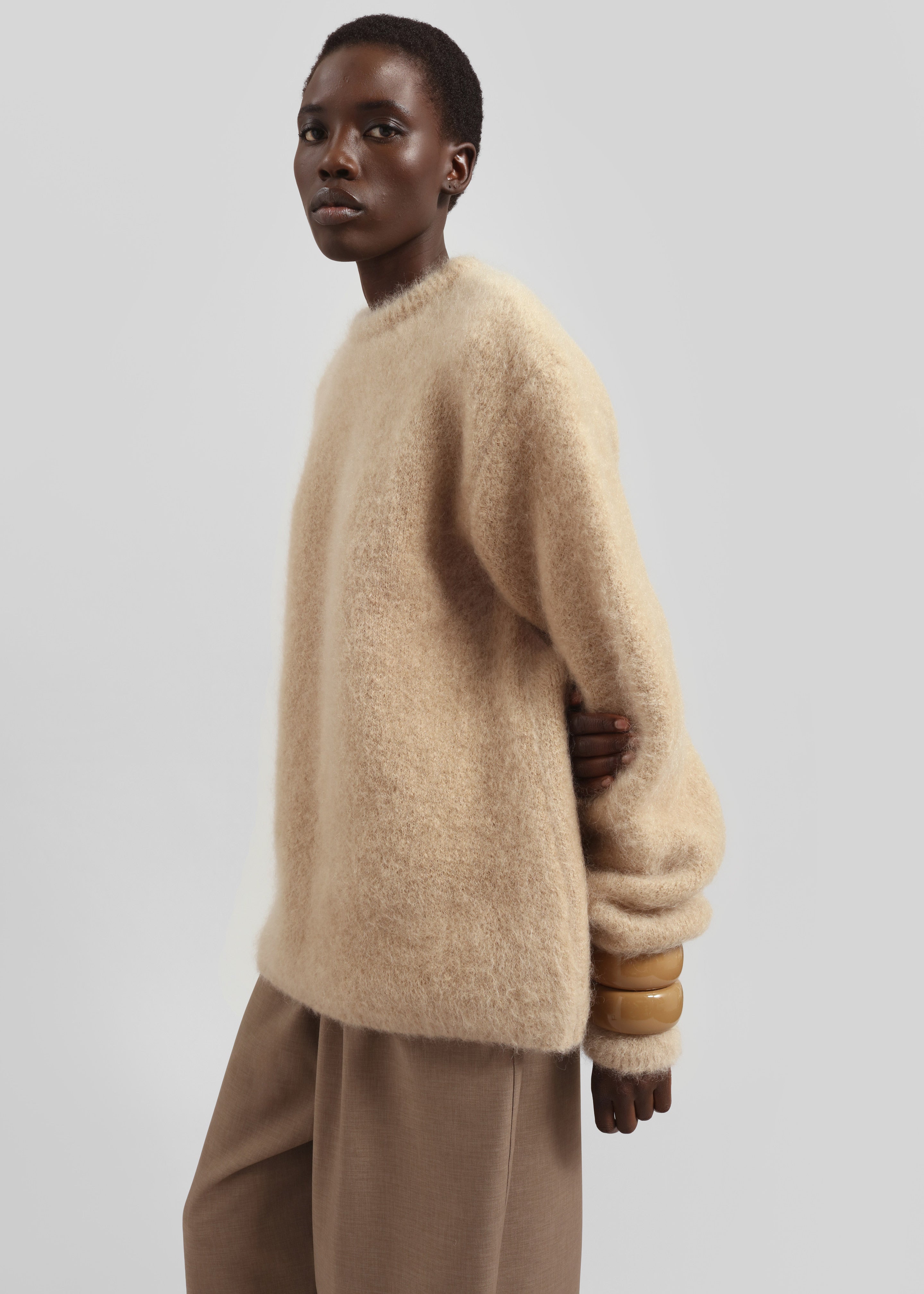 Ellery Mohair Crewneck Sweater - Beige - 7