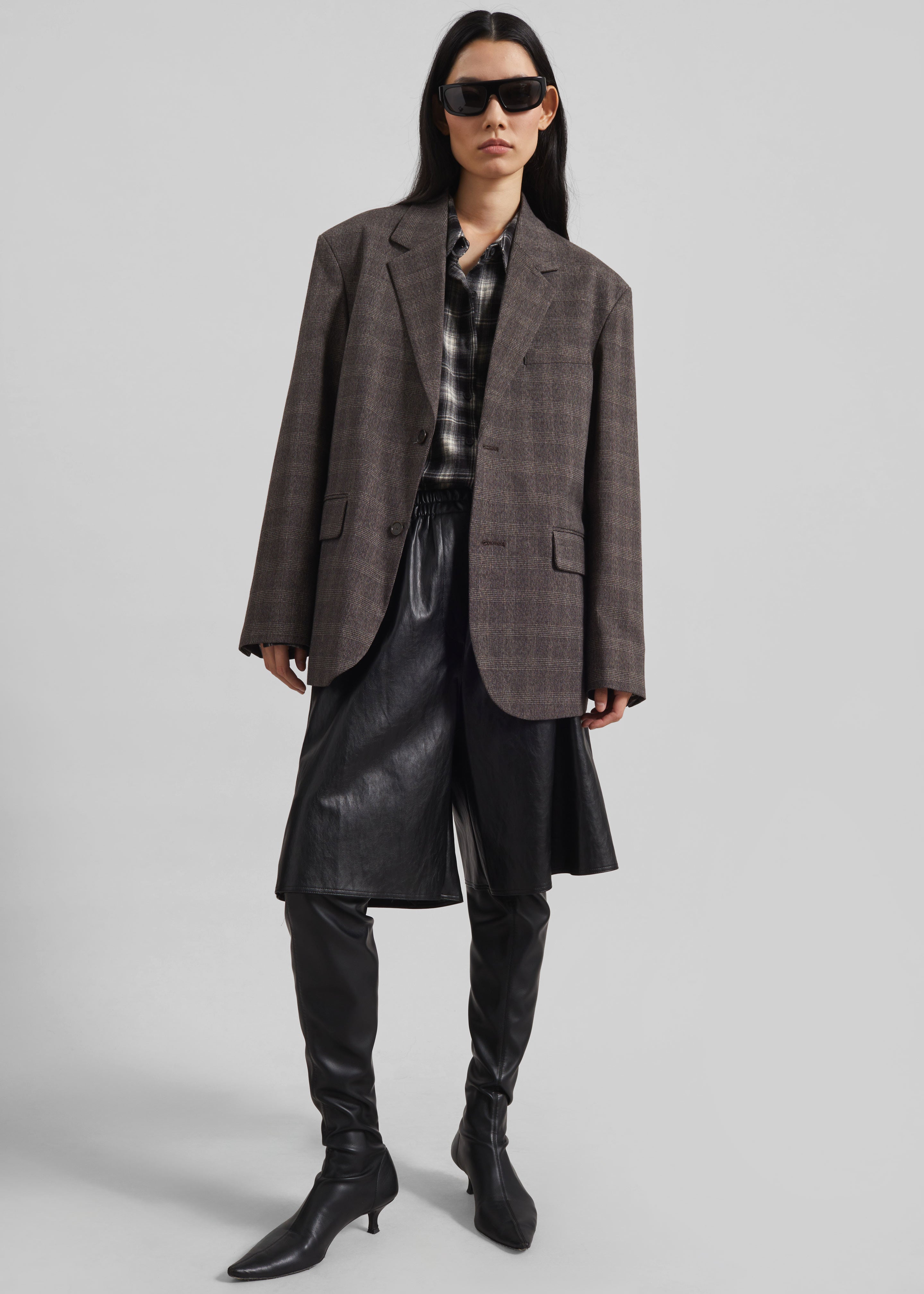 Ellory Padded Blazer - Brown Glen Plaid - 5