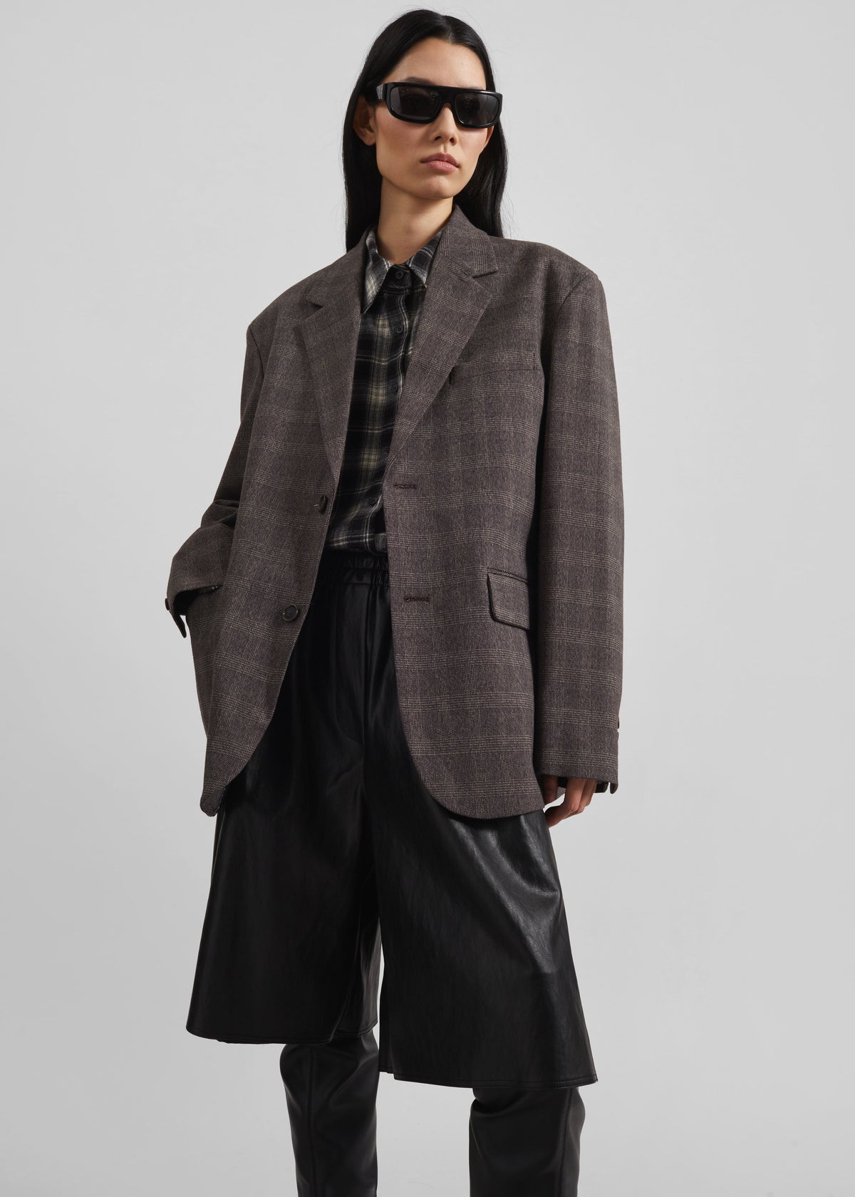 Ellory Padded Blazer - Brown Glen Plaid - 4