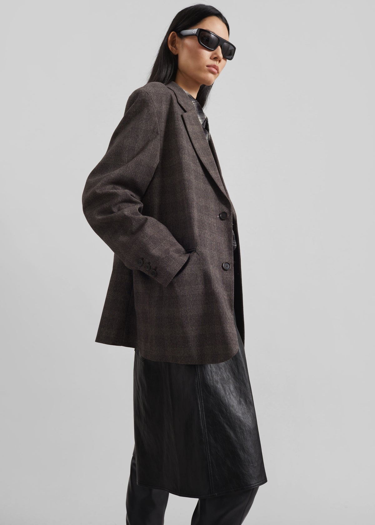 Ellory Padded Blazer - Brown Glen Plaid - 3