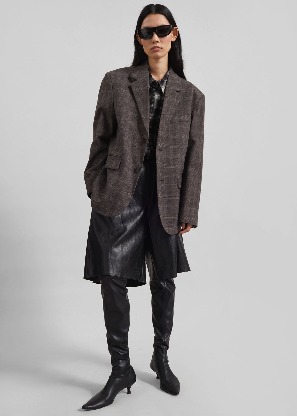 Ellory Padded Blazer - Brown Glen Plaid - 2