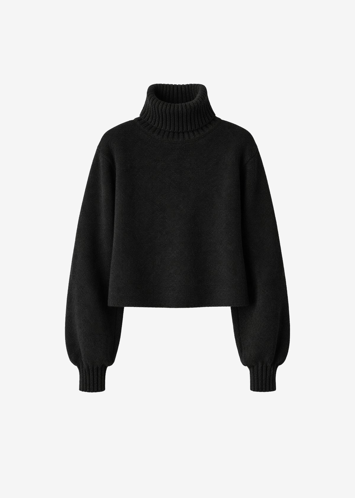 Elly Balloon Sleeve Turtleneck Sweater - Black