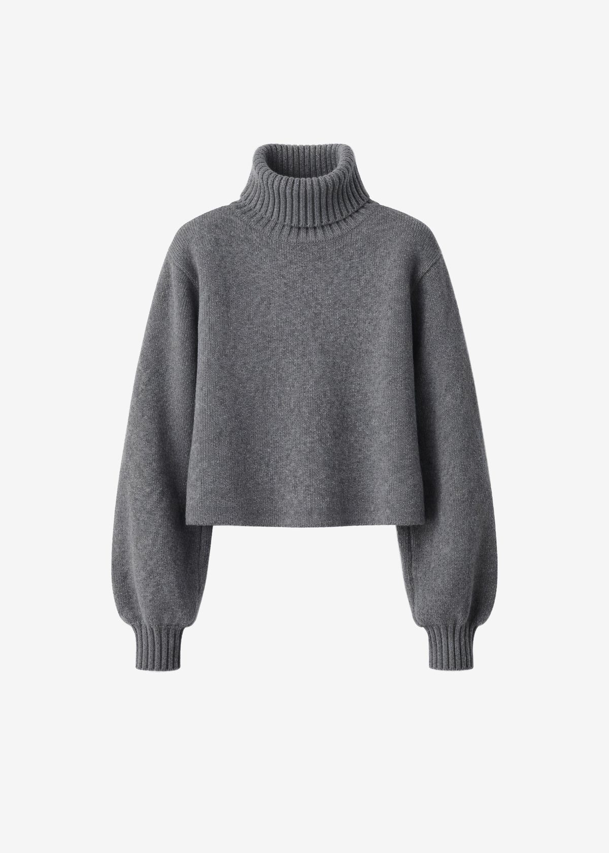 Elly Balloon Sleeve Turtleneck Sweater - Grey