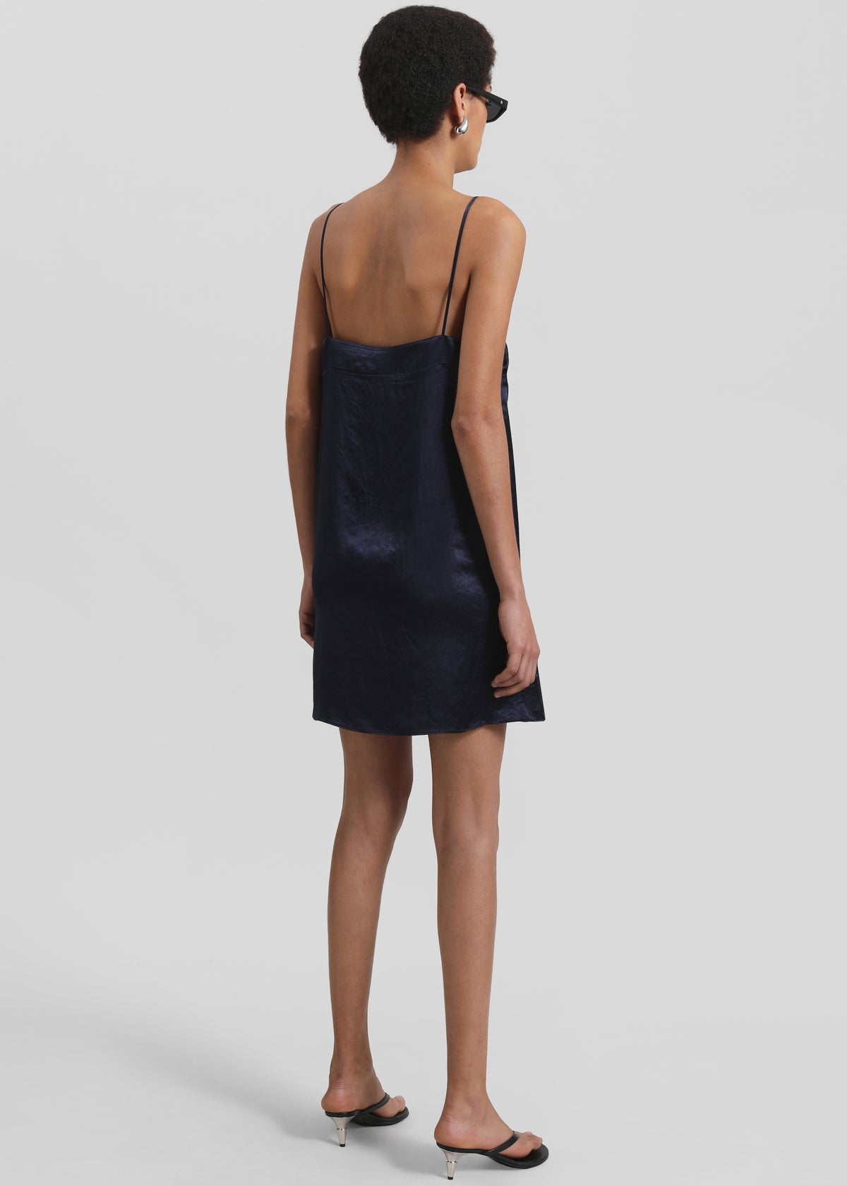 Elma Satin Mini Dress - Navy The Frankie Shop Elma Satin Mini Dress - Navy The Frankie Shop