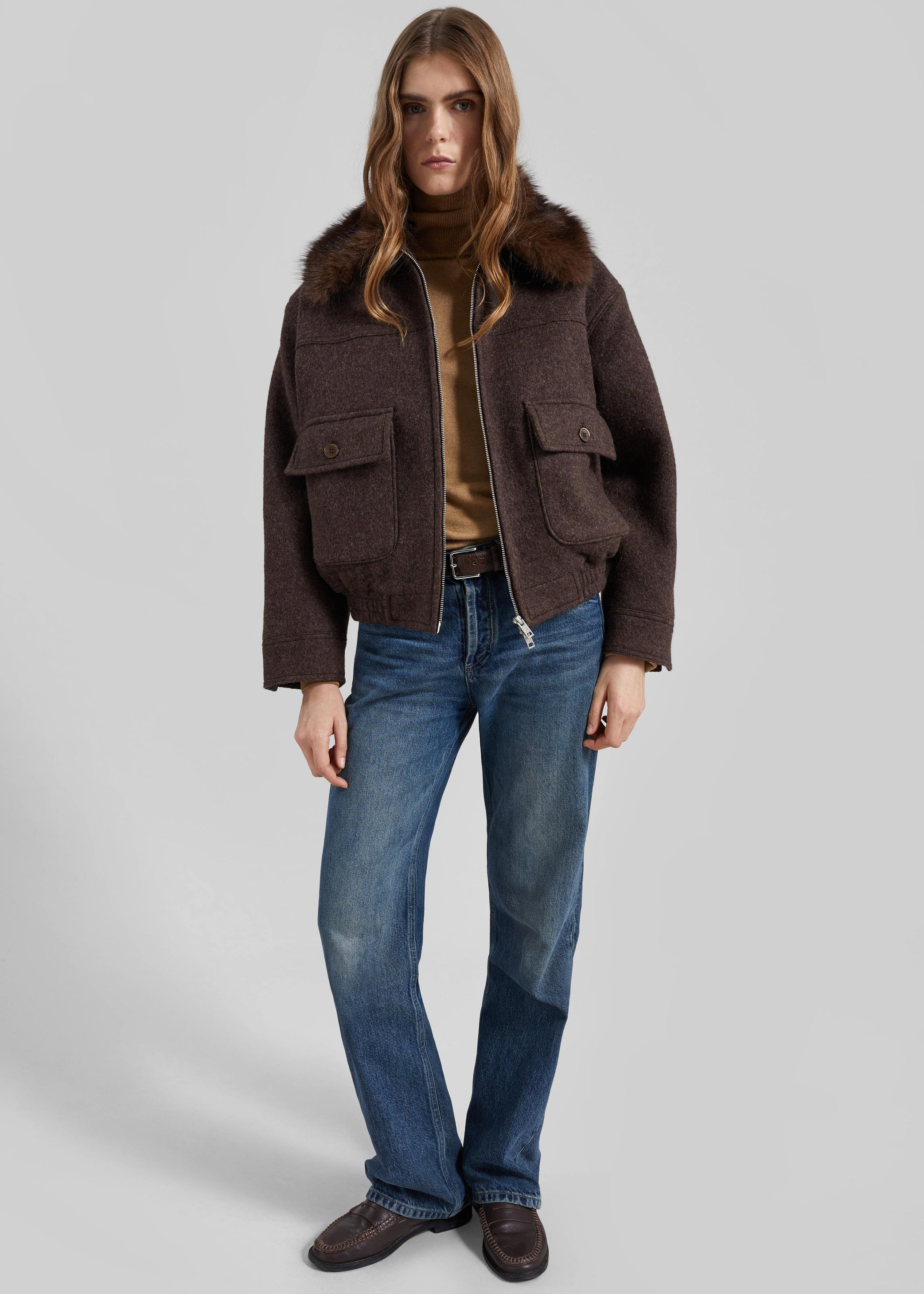 Shop the look image for Elmont Brushed Wool Quilted Jacket - Brown