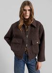 Elmont Brushed Wool Quilted Jacket - Brown