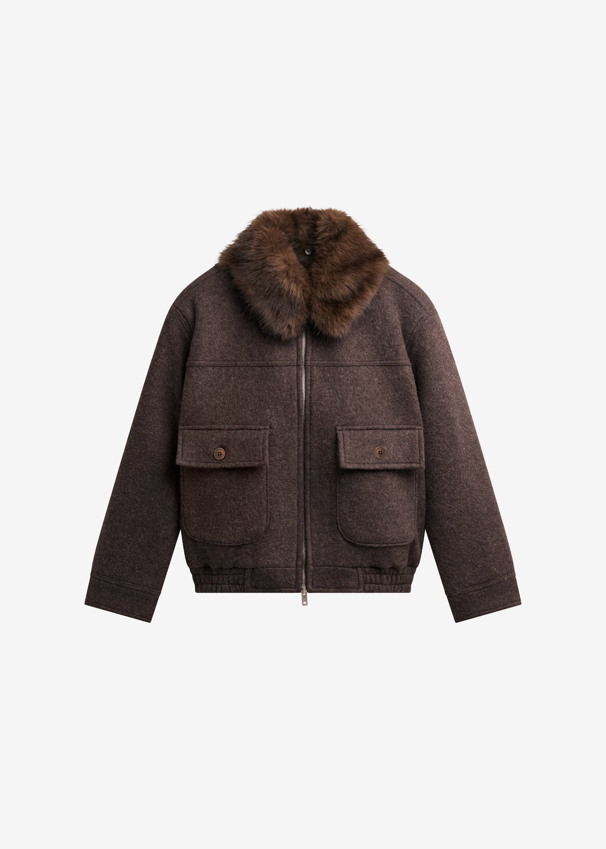 Elmont Brushed Wool Quilted Jacket - Brown - 8