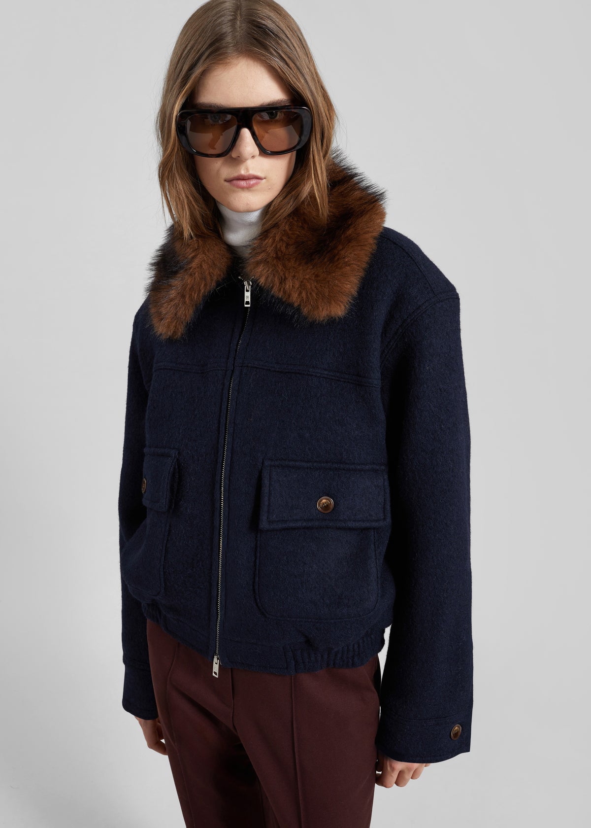 Elmont Brushed Wool Quilted Jacket - Dark Navy - 7