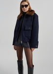 Elmont Brushed Wool Quilted Jacket - Dark Navy