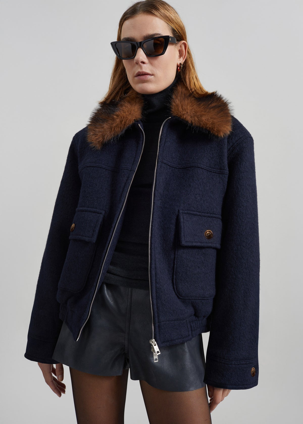 Elmont Brushed Wool Quilted Jacket - Dark Navy - 4