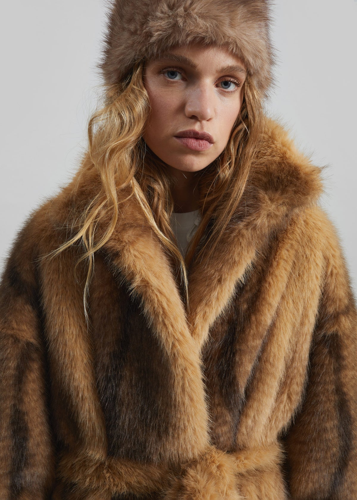 Elne Faux Fur Hair Band - Beige Melange - 2