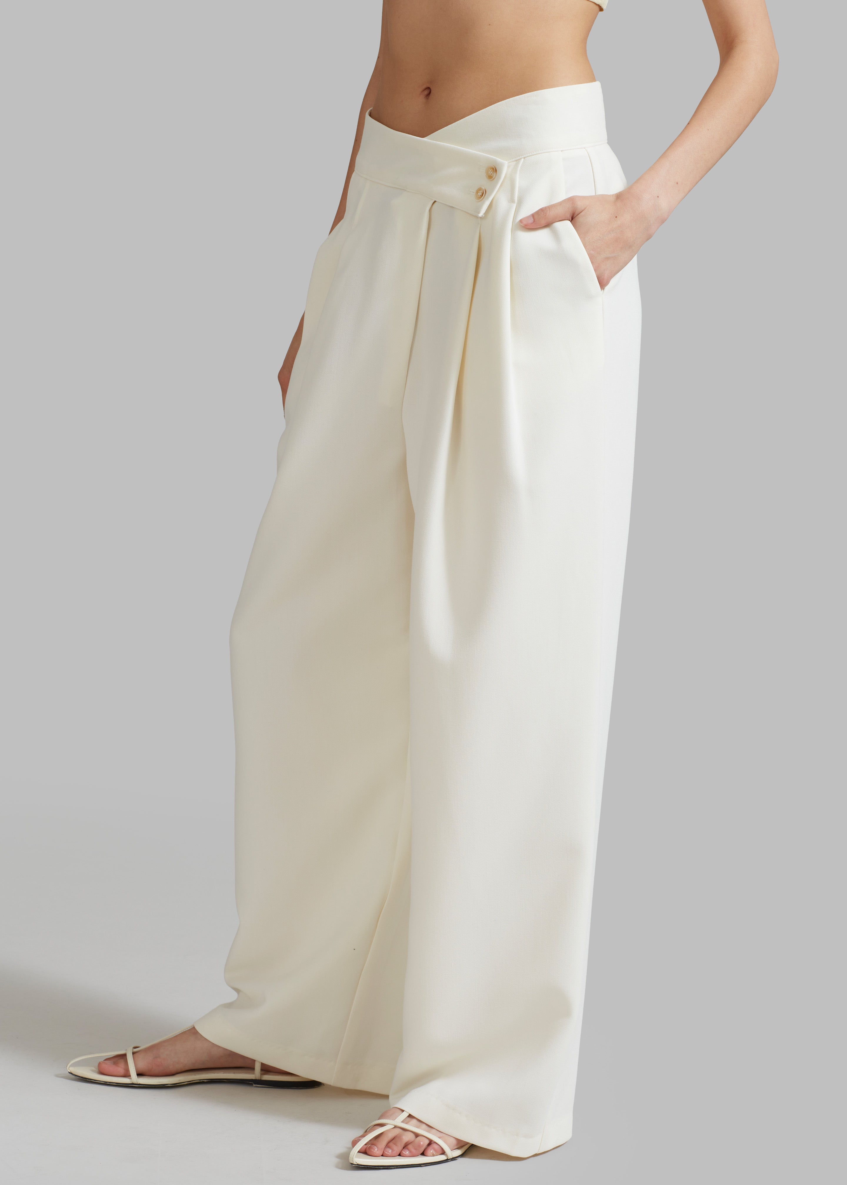 Solid High Waist Belted Wide Leg Trousers - Cider