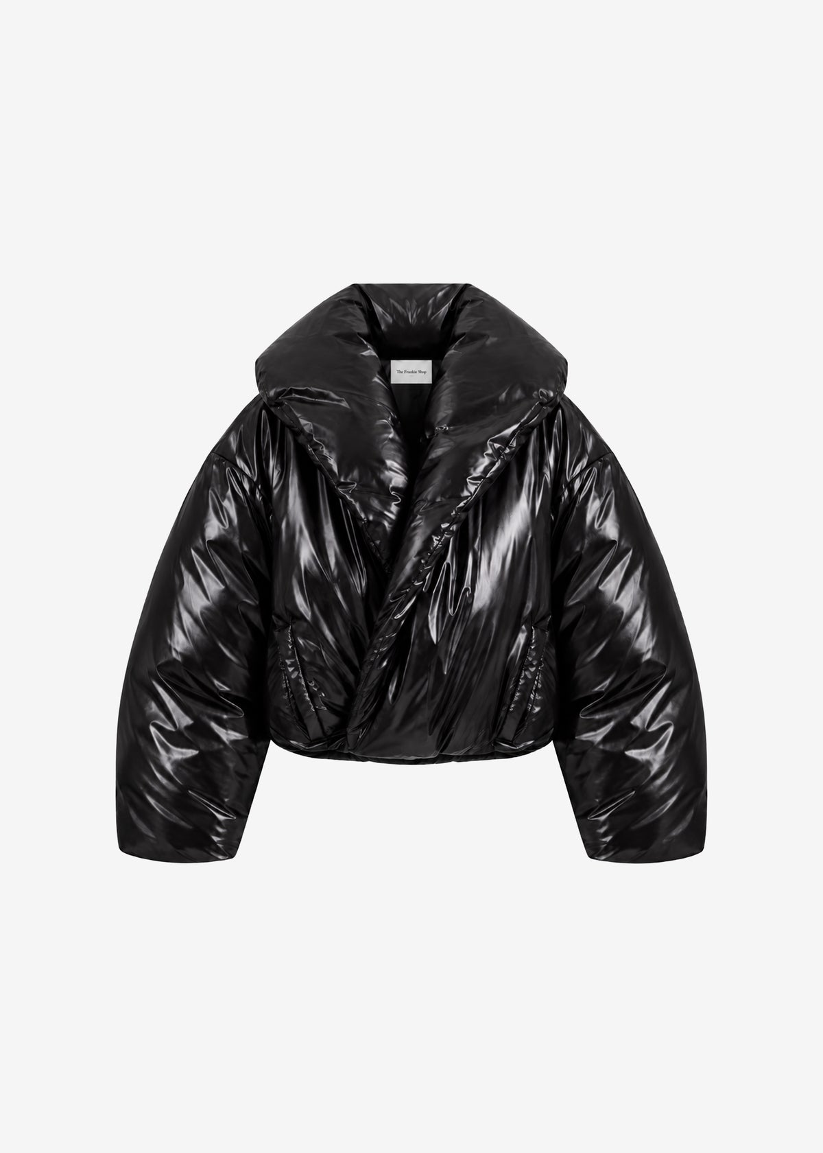 Elren Shawl Collar Cropped Puffer Jacket - Black
