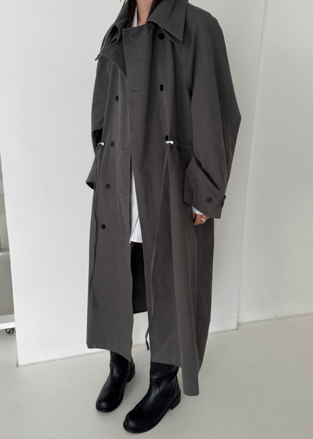 Elrod Drawstring Trench - Grey - 1