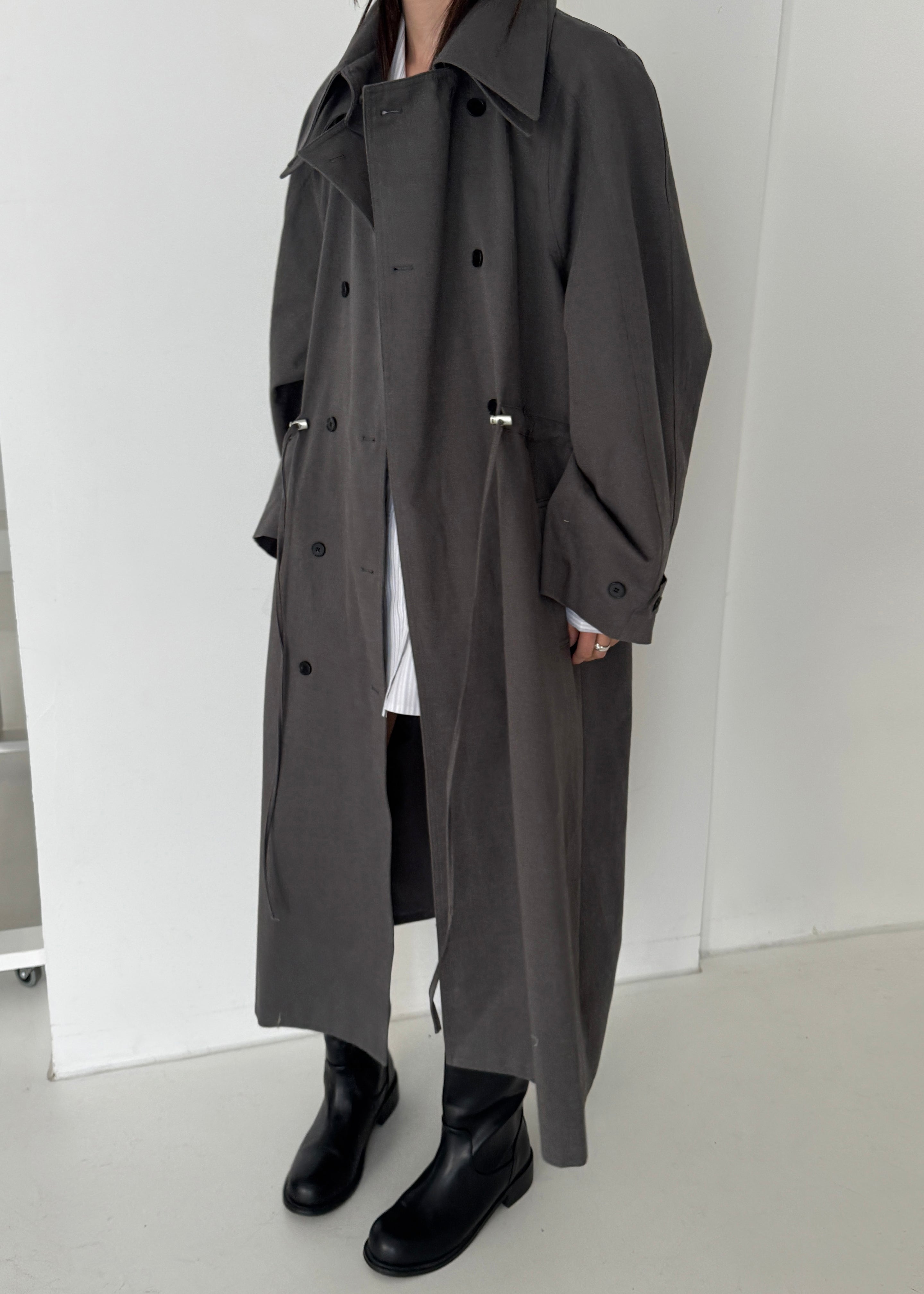 Elrod Drawstring Trench - Grey - 2