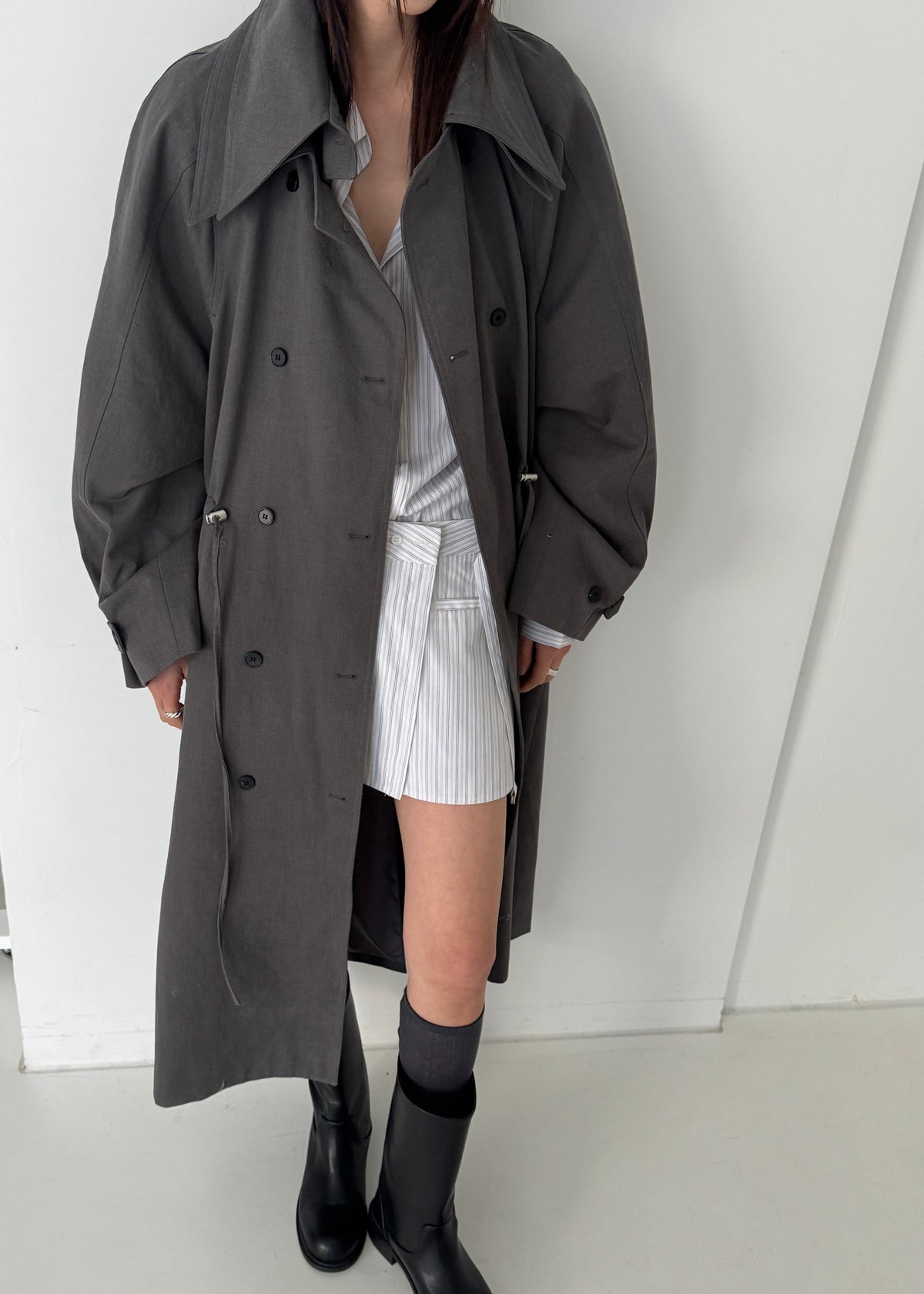 Elrod Drawstring Trench - Grey - 5