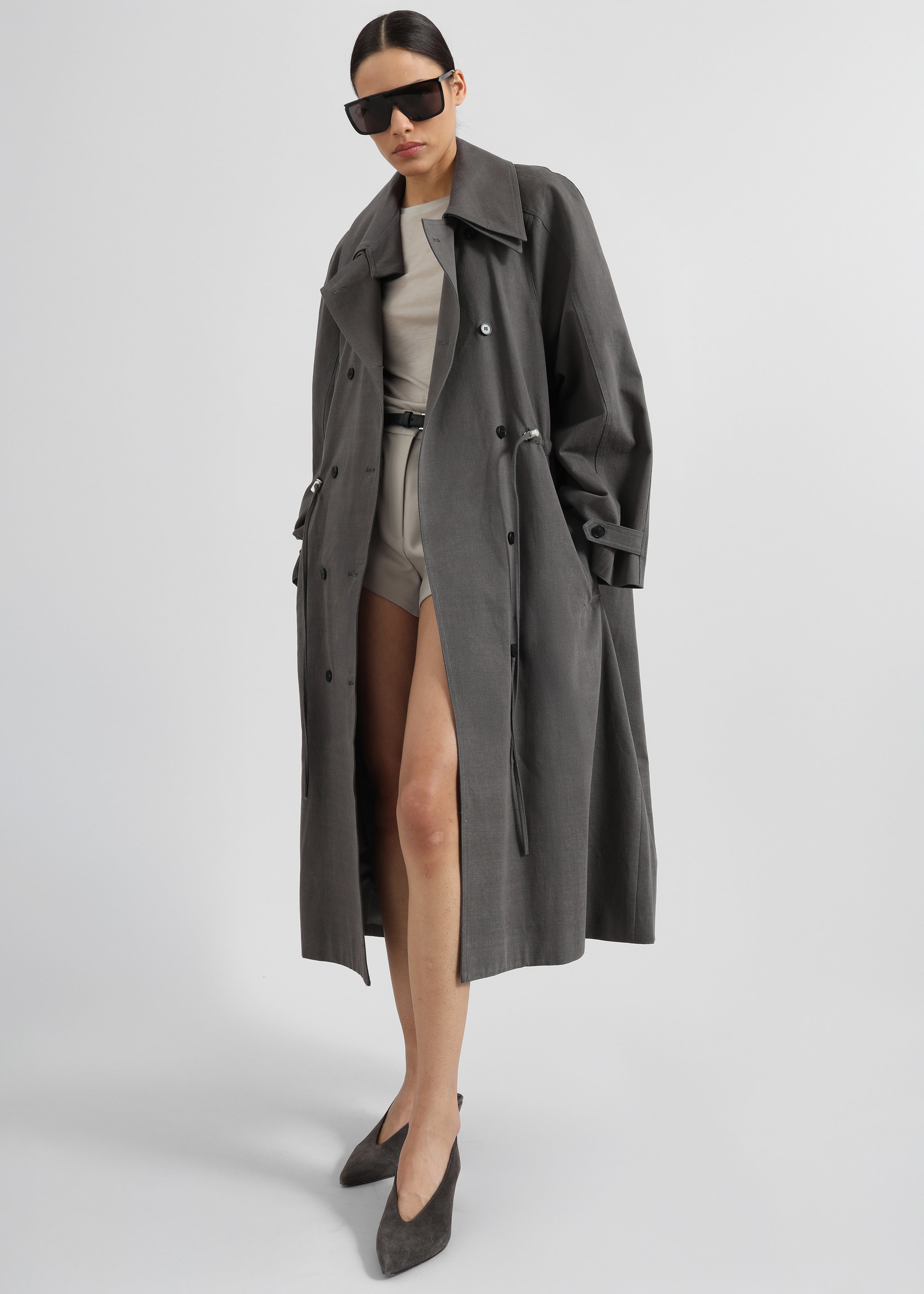 Elrod Drawstring Trench - Grey - 6