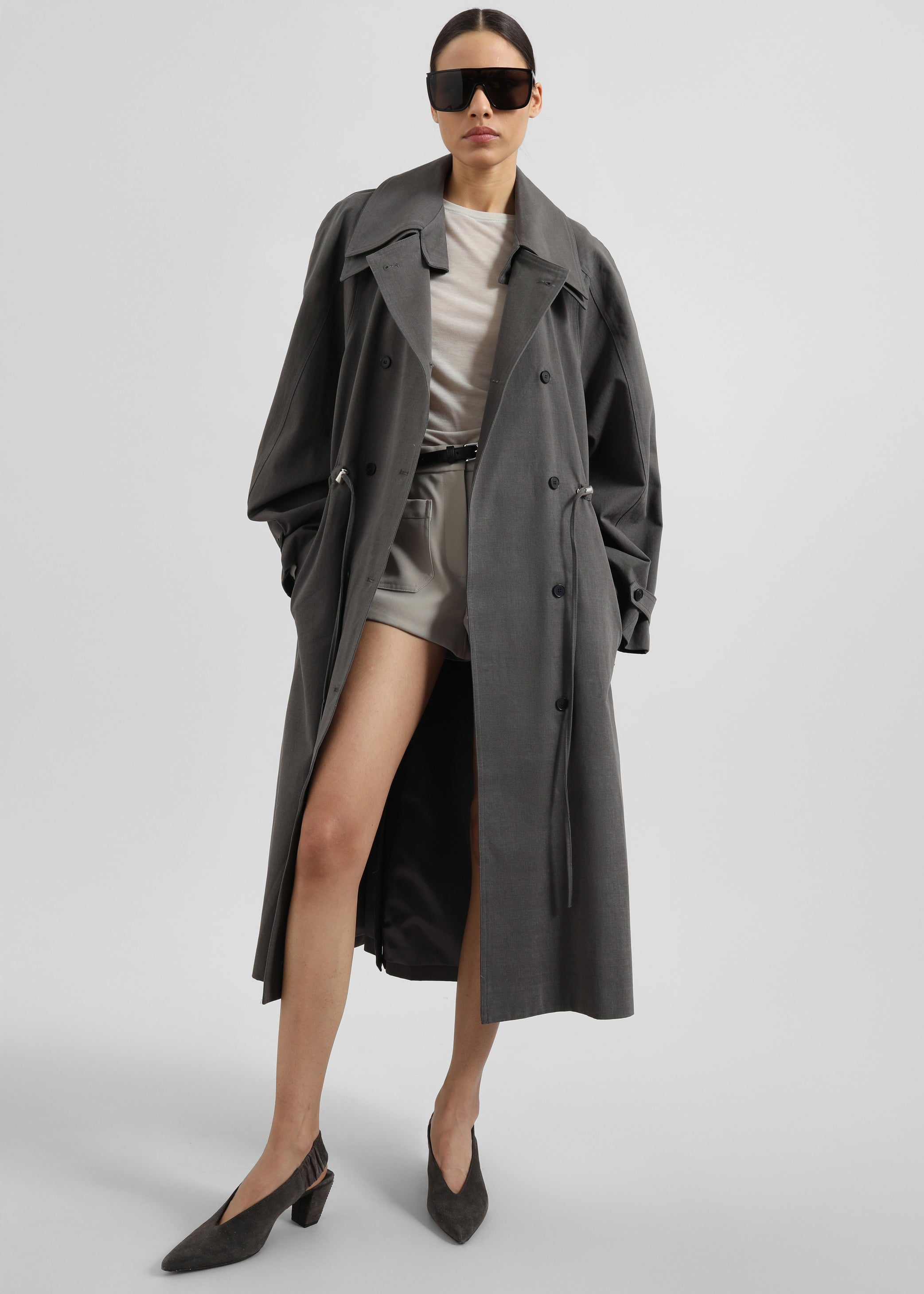 Shop the look image for Elrod Drawstring Trench - Grey