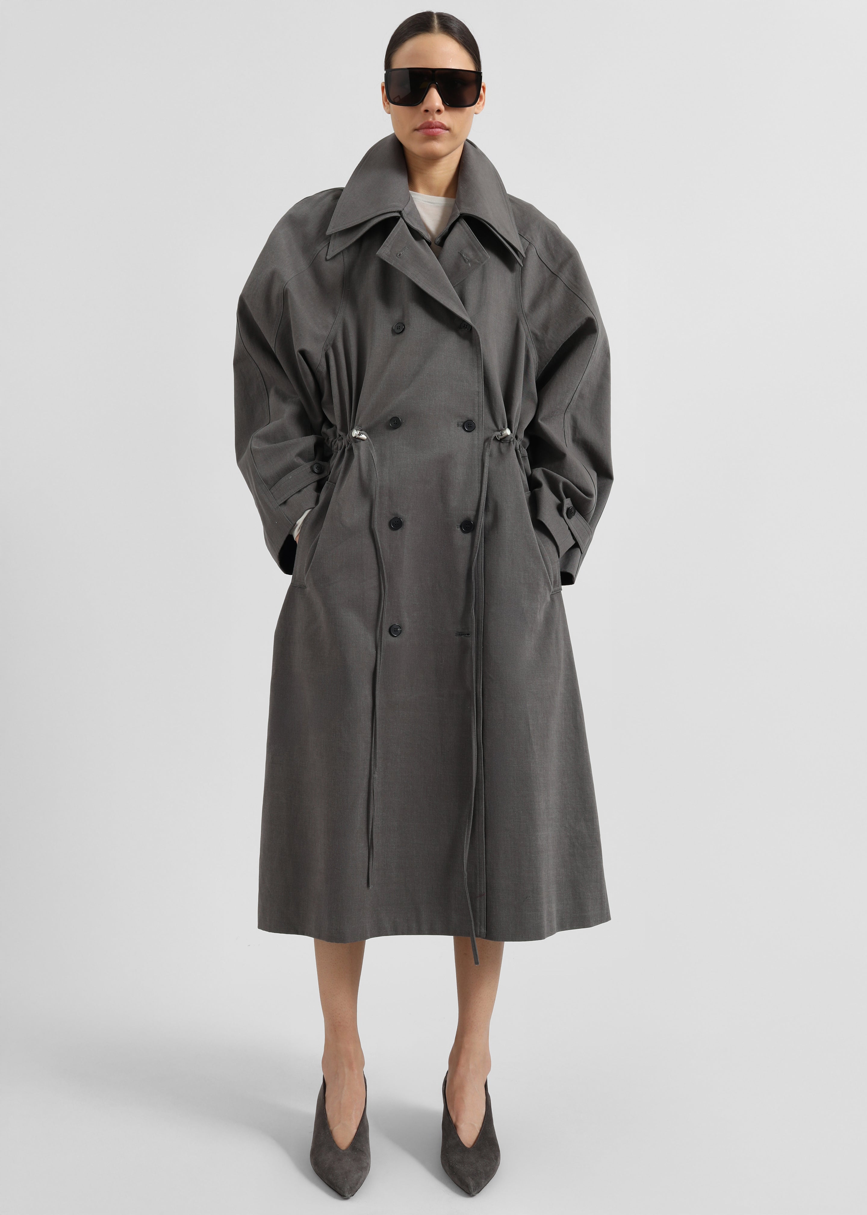 Elrod Drawstring Trench - Grey - 1