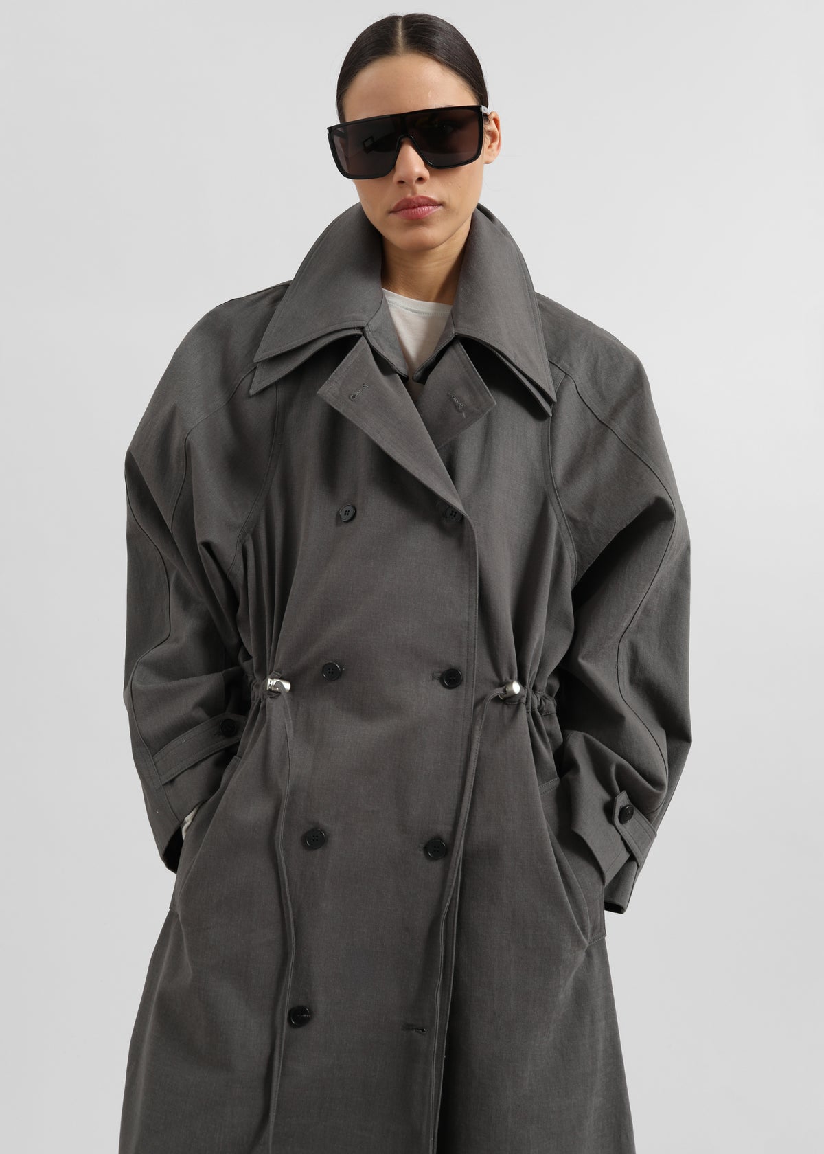Elrod Drawstring Trench - Grey - 3