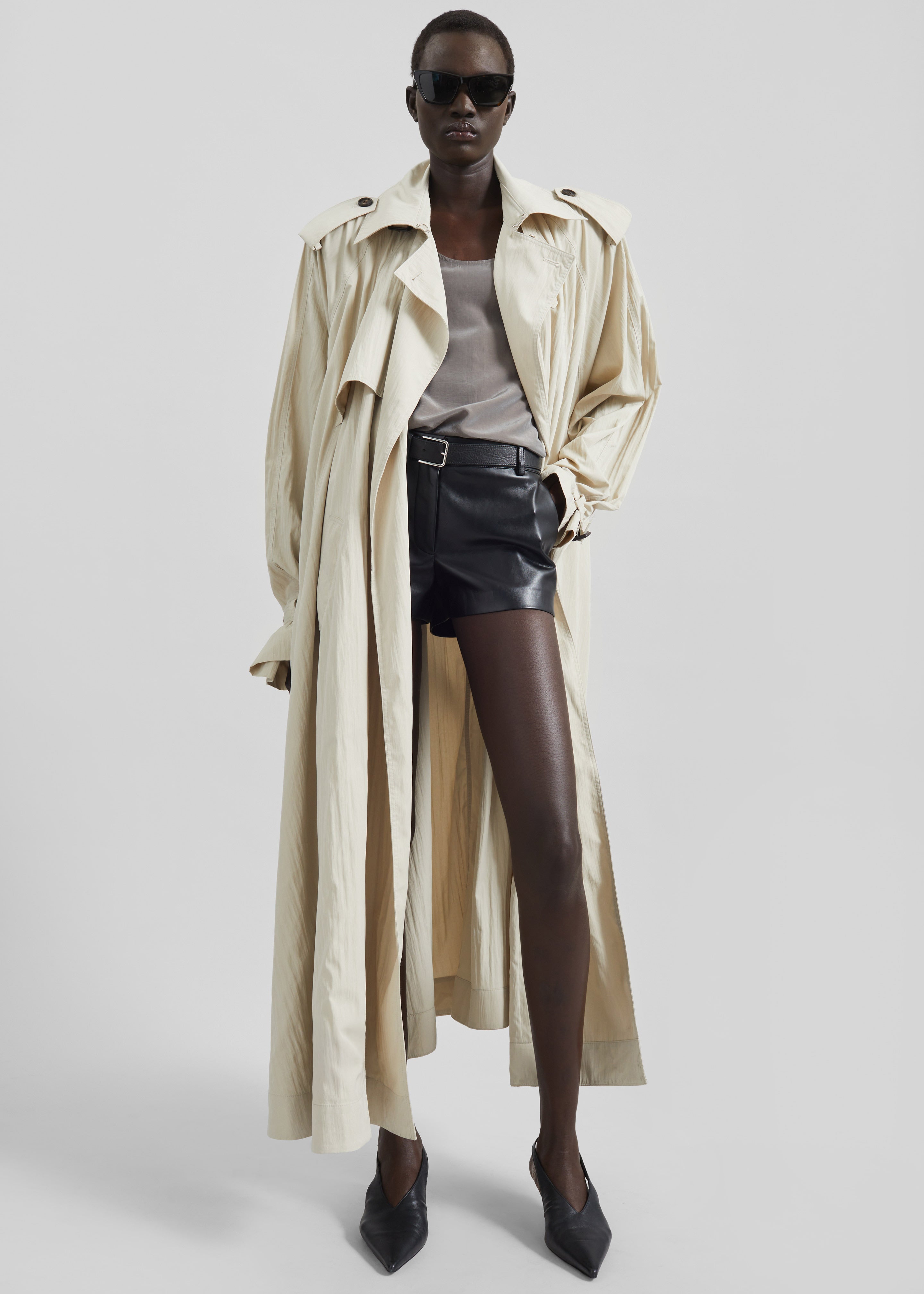 Elsdon Fluid Long Trench - Light Beige – The Frankie Shop